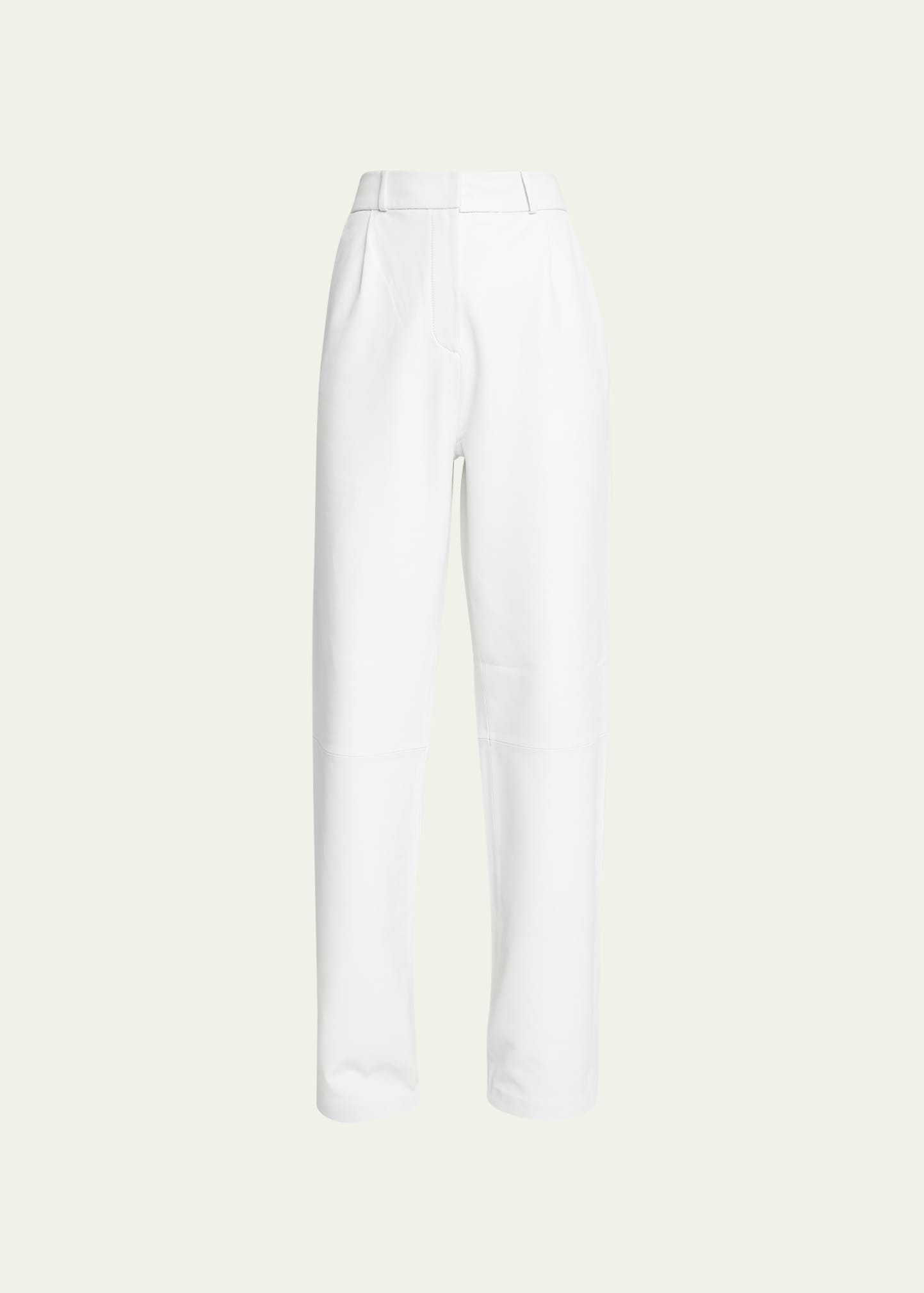 Soft Leather Trouser Pants with Pleated Front