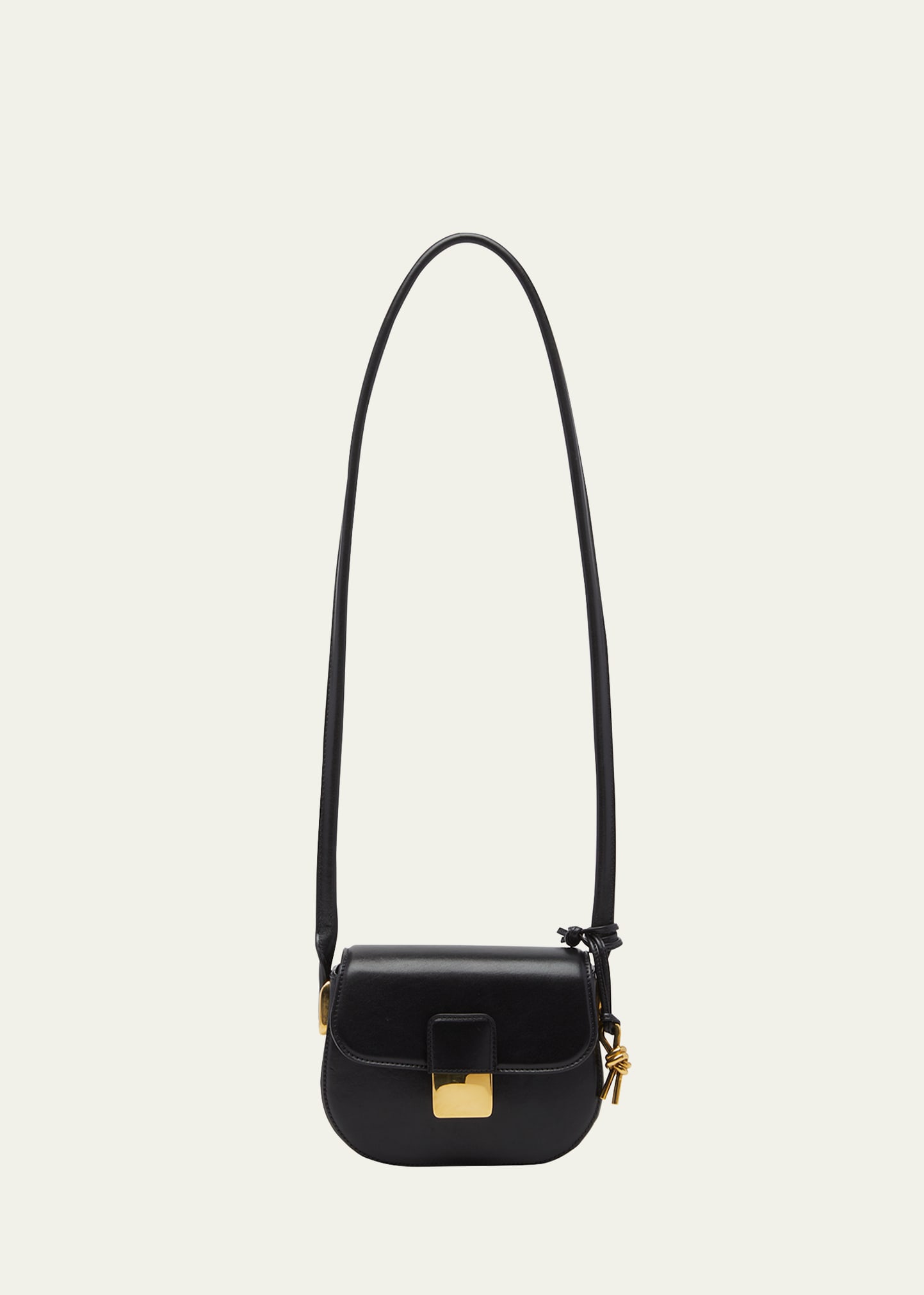 Bottega Veneta Desiree Mini Saddle Crossbody Bag In Black Brass