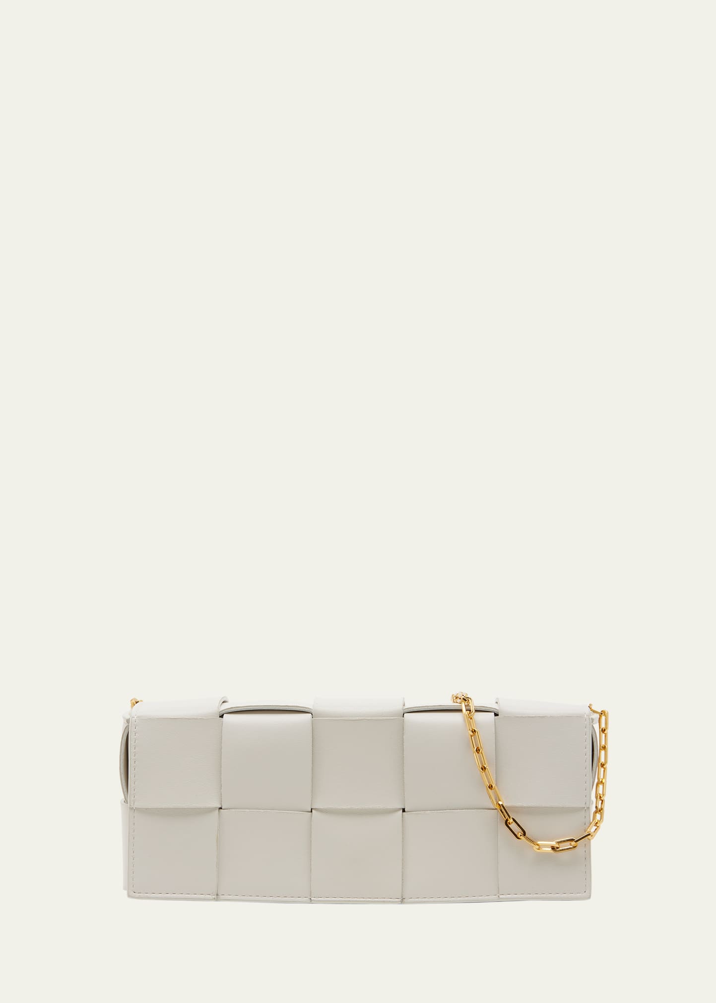 Bottega Veneta Cassette Intrecciato Lambskin Wallet On Chain In 9009 White