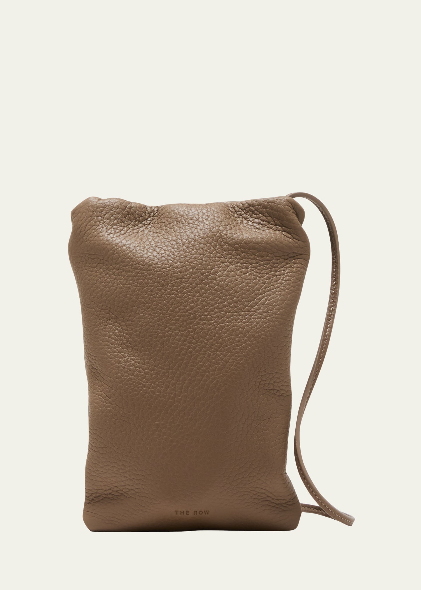 The Row Bourse Phone Case In Grain Leather In Light Brown
