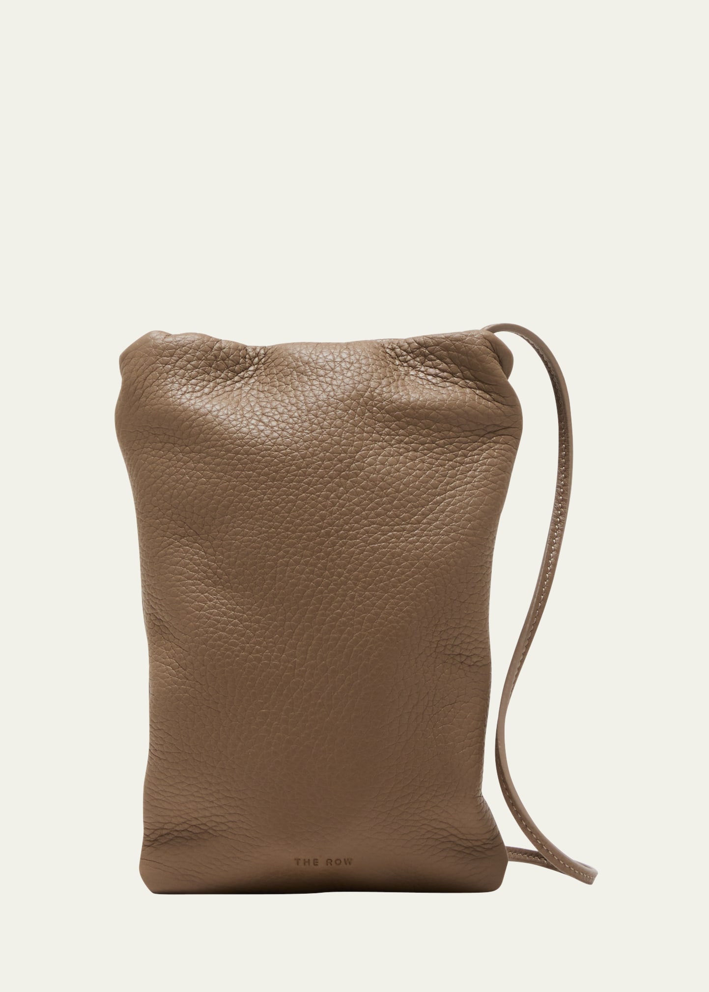 The Row Bourse Phone Case In Grain Leather In Light Brown