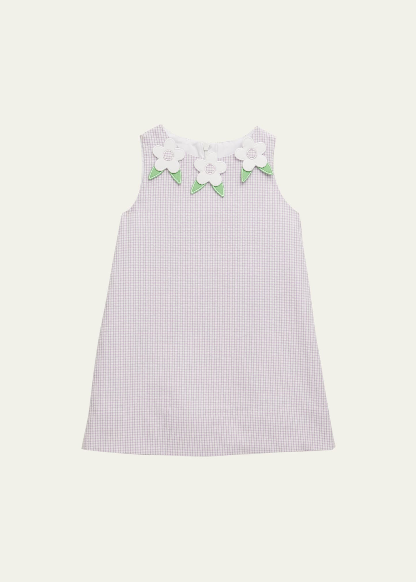 Florence Eiseman Girl's Seersucker Flower Applique Dress, Size 3M-6X