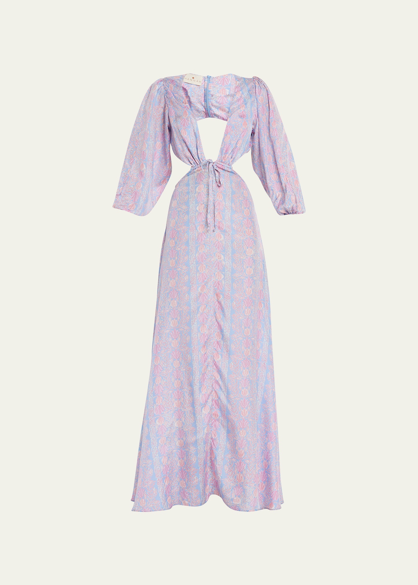 Hannah Artwear Clara Plunge Floral Silk Cutout Maxi Dress