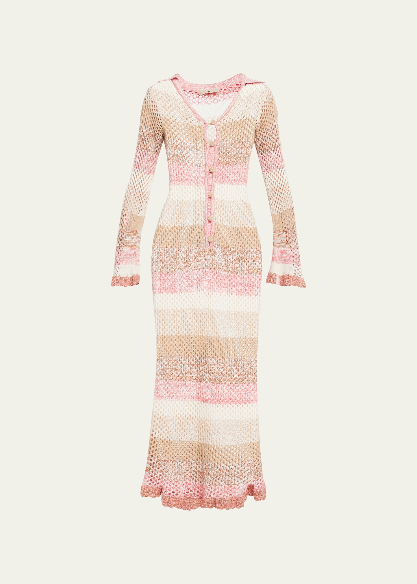 Hannah Artwear Caroline Cotton Crochet Maxi Polo Dress In Briar