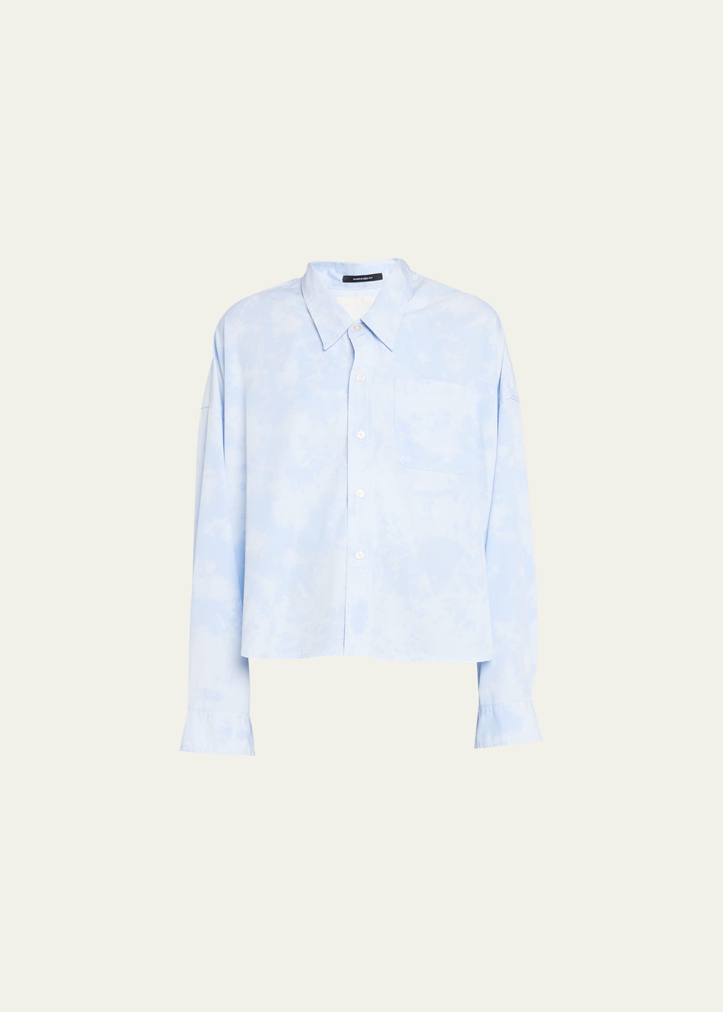 Shop R13 Cropped Drop-neck Shirt In Cloudy Blue