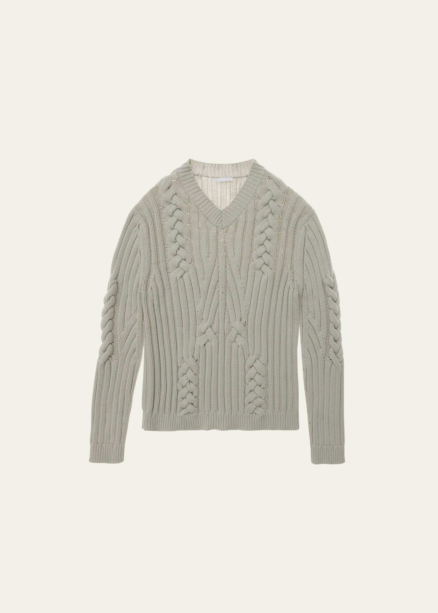 Helmut Lang Men's Scott Cable-knit Cotton-blend Sweater In Cement
