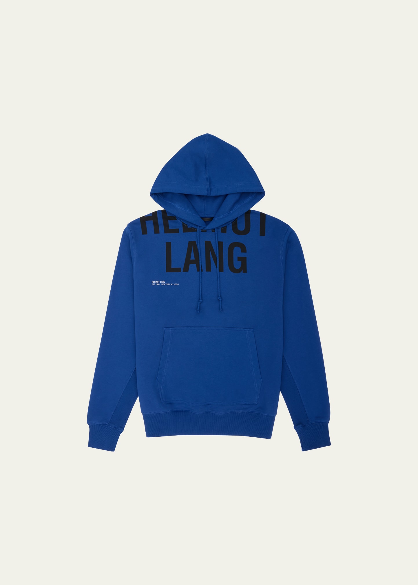 Helmut Lang Men's Hoodie With Cutoff Logo Print In Royal Blu
