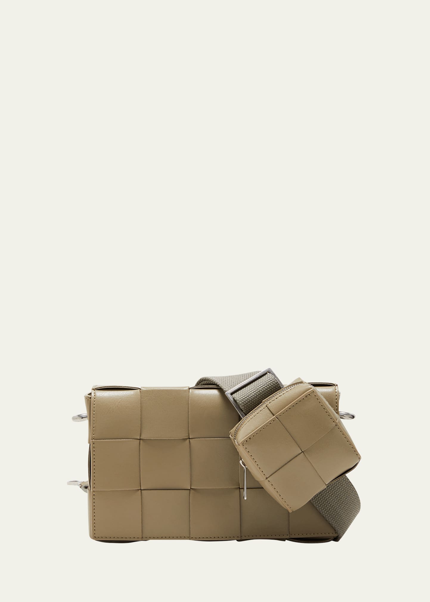 Bottega Veneta Cassette Leather Crossbody Bag In Taupe/taupe N-sil