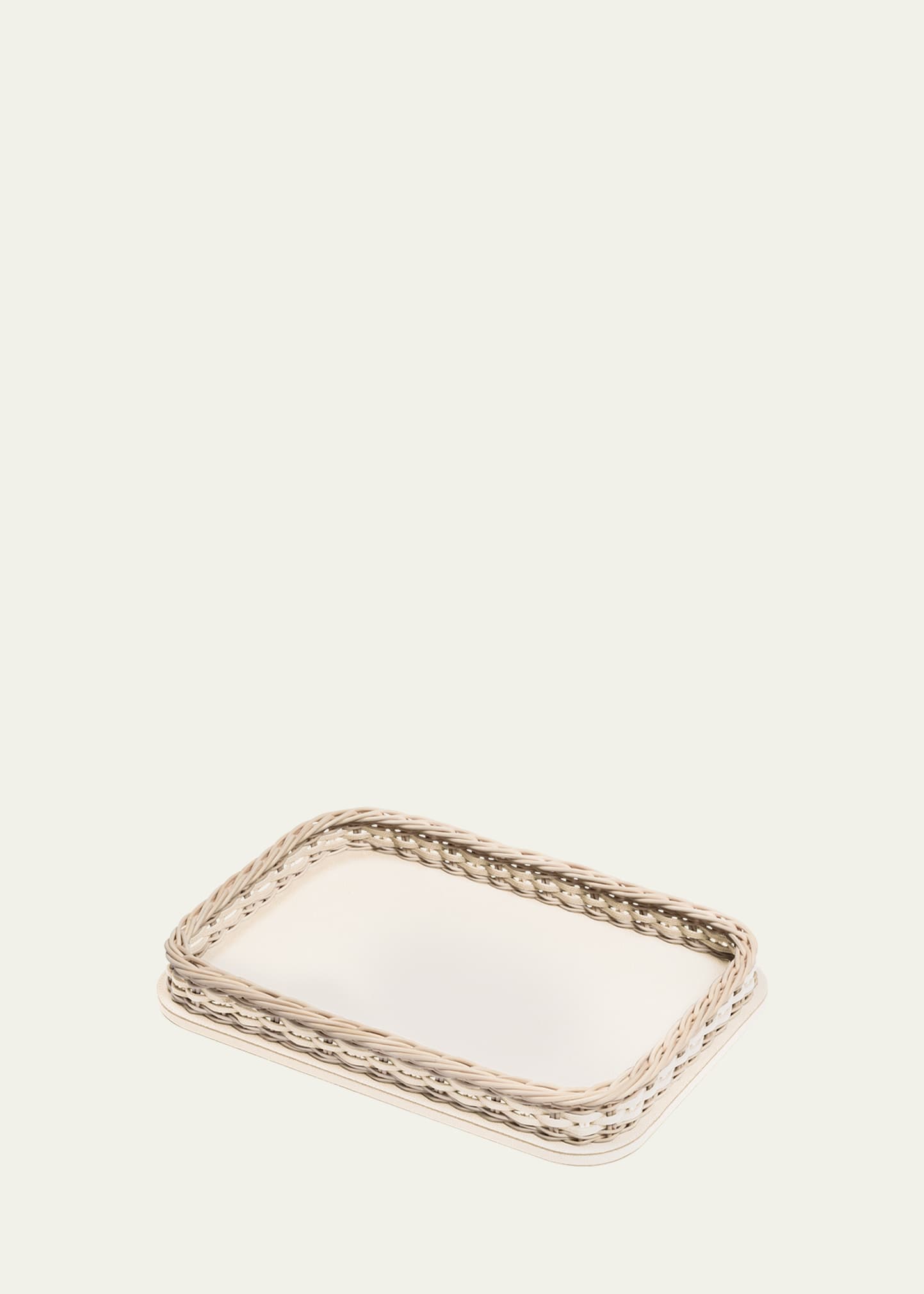 Orsay Leather and Rattan Rectangular Tray