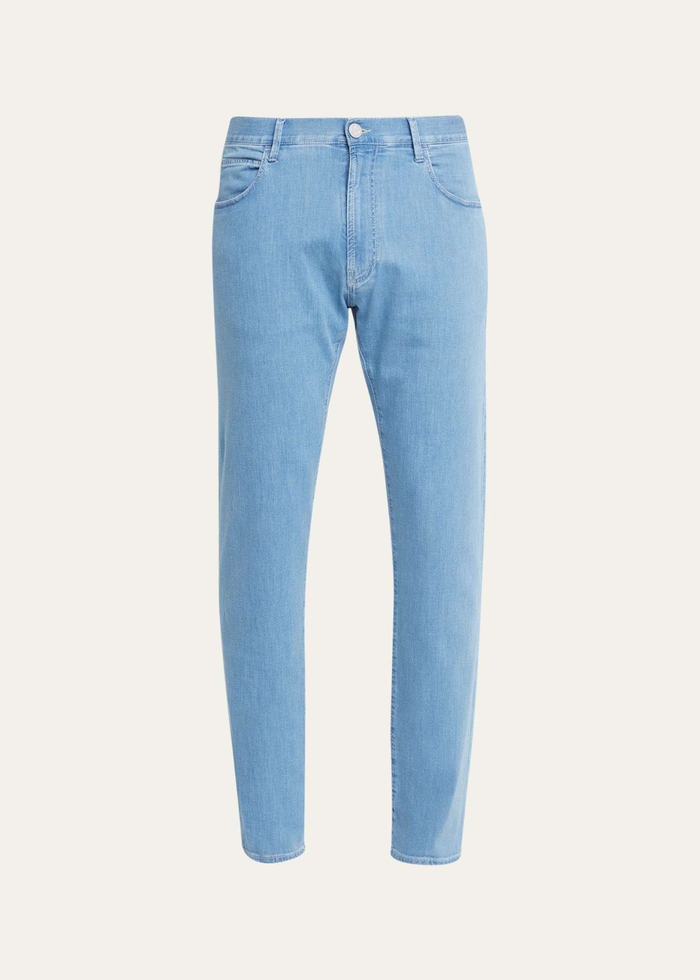 Giorgio Armani Blue Slim-fit Jeans In Solid Medium Blue