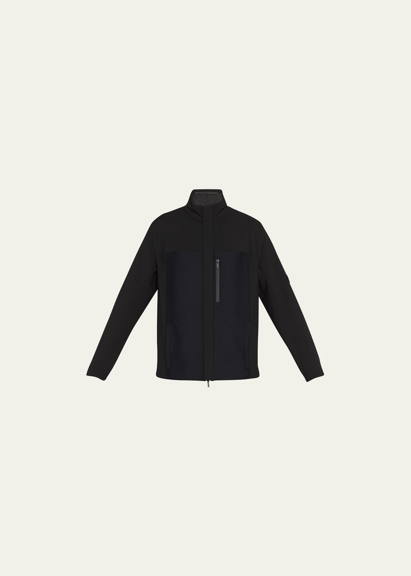Shop Giorgio Armani Men's Mixed Media Jacket In Solid Black