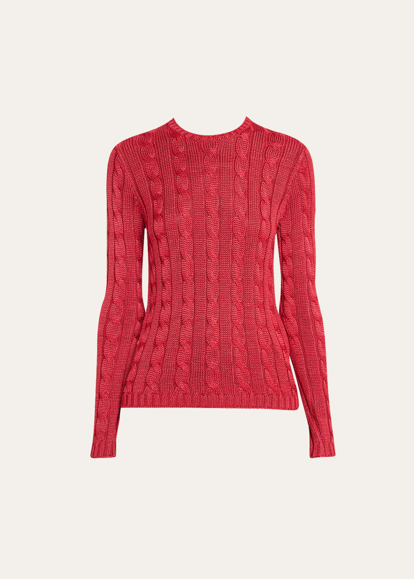 RALPH LAUREN CABLE-KNIT SILK SWEATER