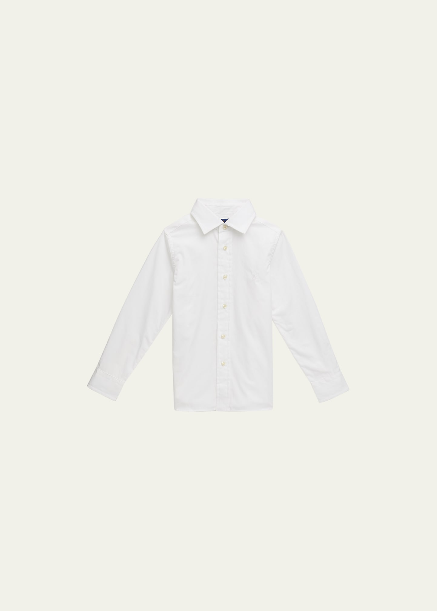 Shop Ralph Lauren Boy's Poplin Embroidered Dress Shirt In White