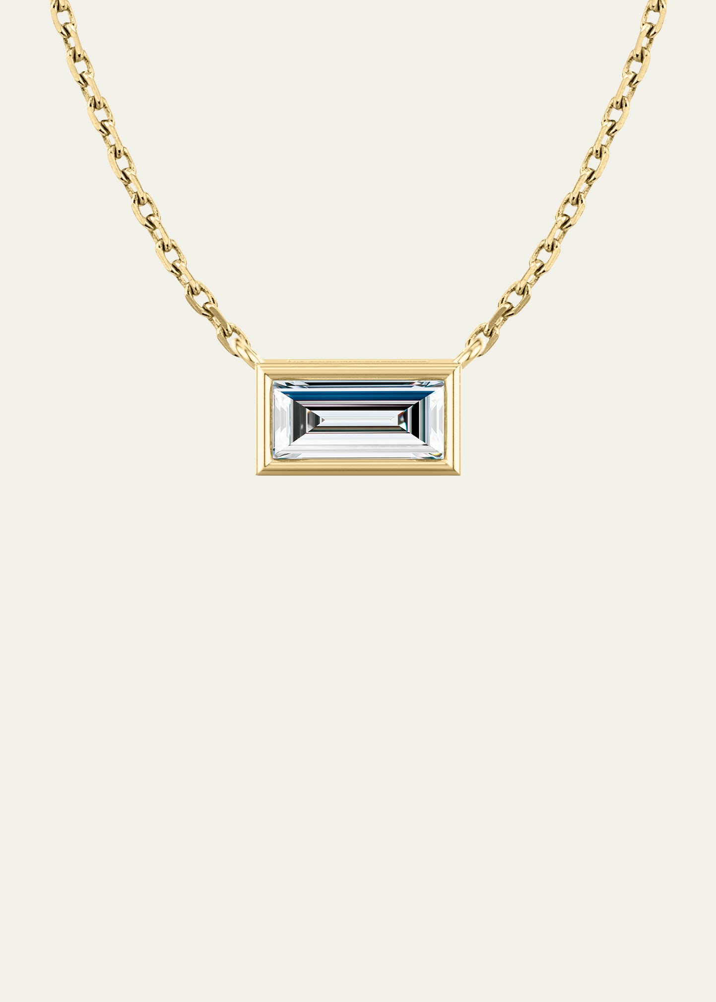 14K Baguette Bezel Lab Created/VRAI Created Diamond Solitaire Necklace