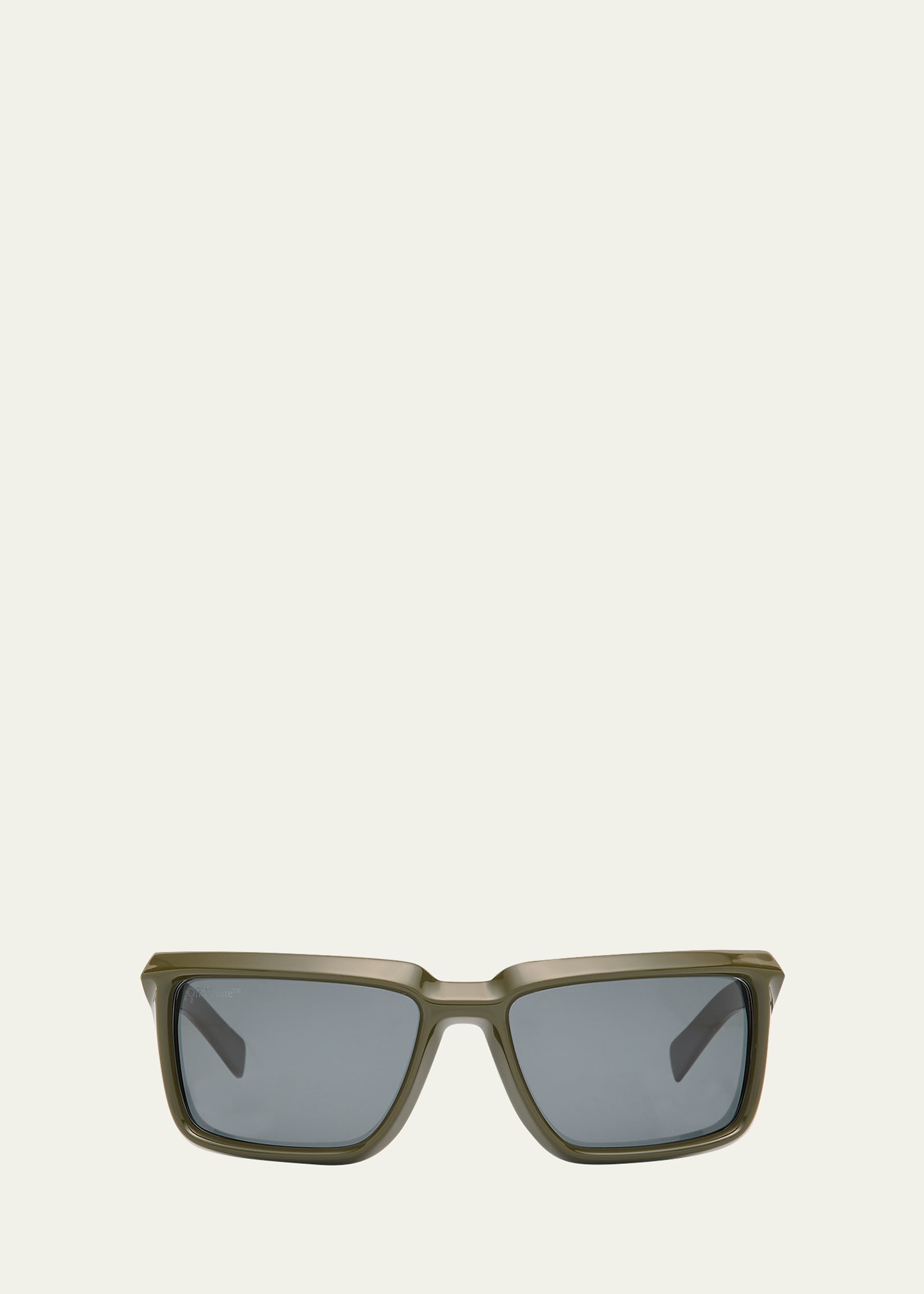 Shop Off-white Men's Portland Rectangle Acetate Sunglasses In Green Dark Grey