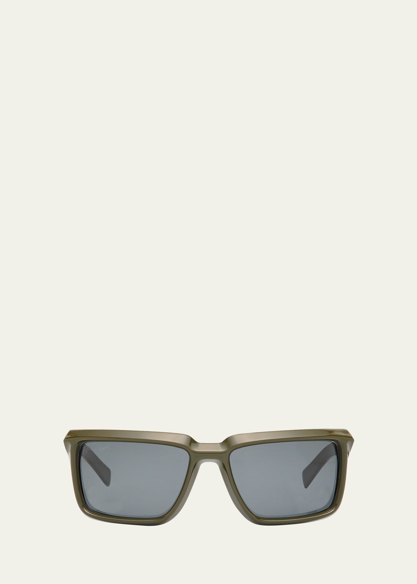 Off-white Men's Portland Rectangle Acetate Sunglasses In Green Dark Grey