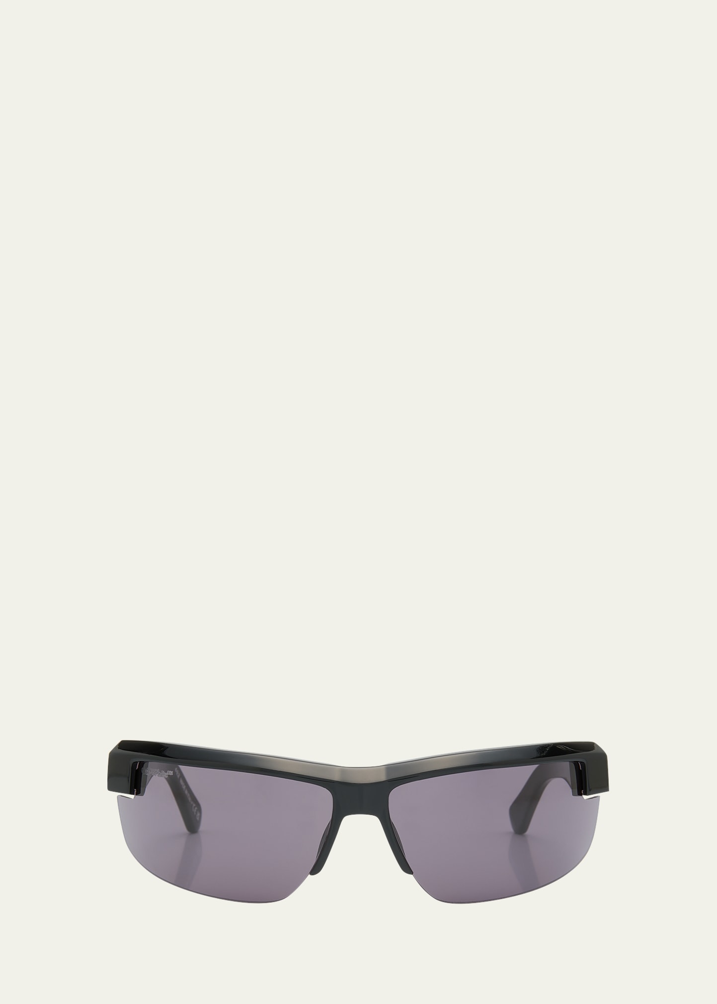 Off-white Men's Toledo Half-rim Acetate Sunglasses In Black Dark Grey