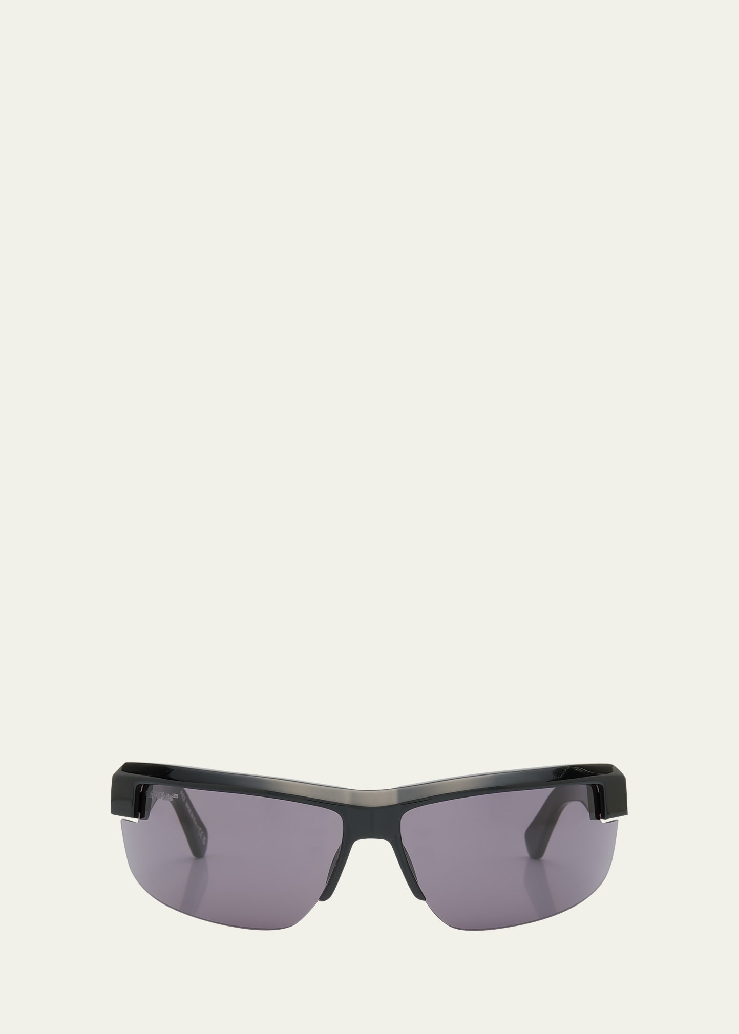 Shop Off-white Men's Toledo Half-rim Acetate Sunglasses In Black Dark Grey