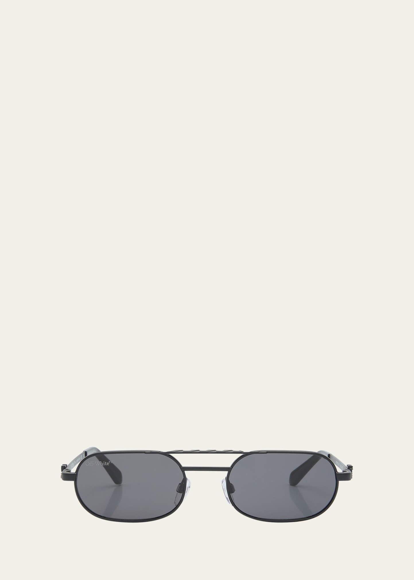 Off-white Men's Baltimore Double-bridge Oval Sunglasses In Black Dark Grey