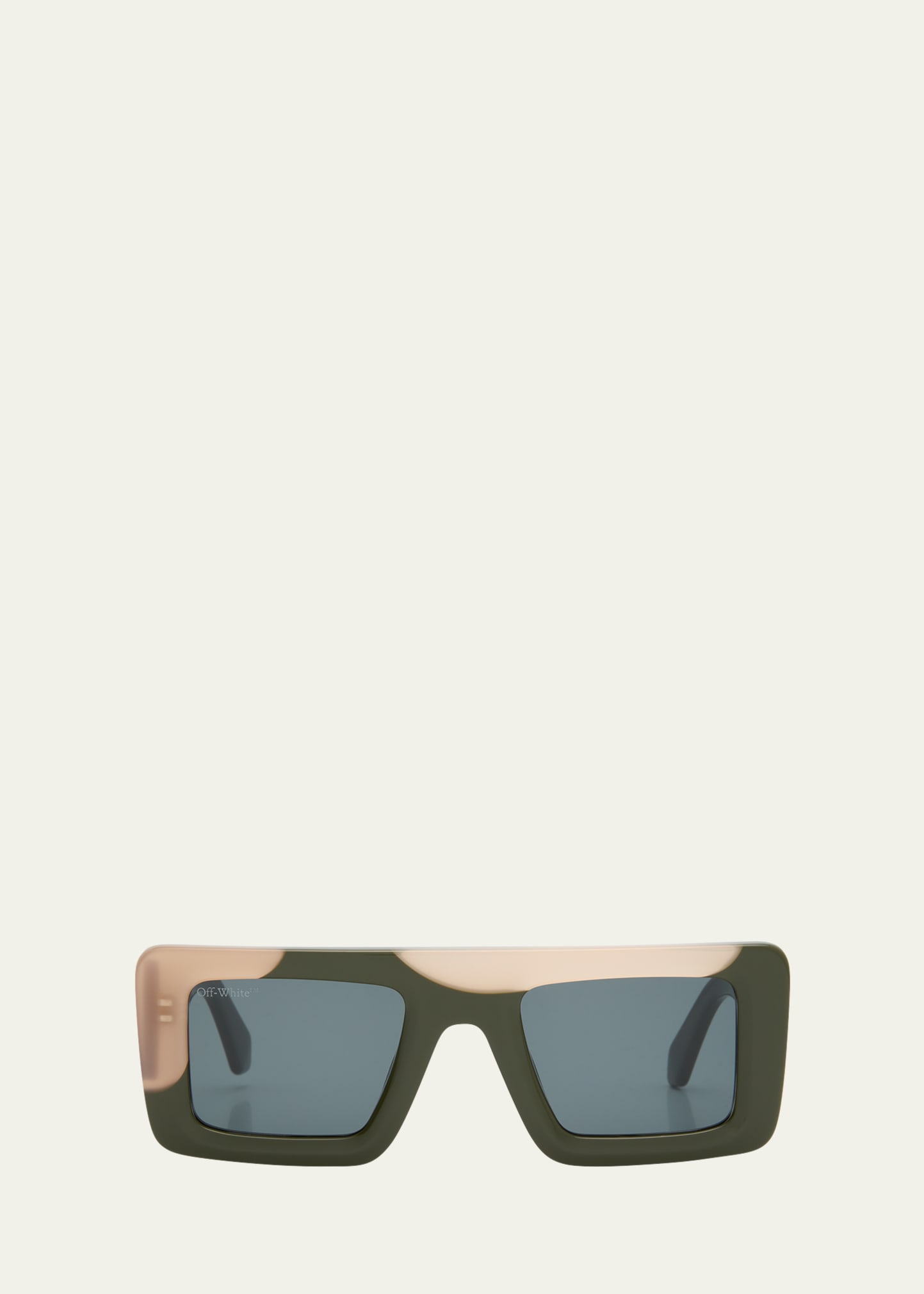 Off-white Men's Seattle Acetate Rectangle Sunglasses In Green Dark Grey