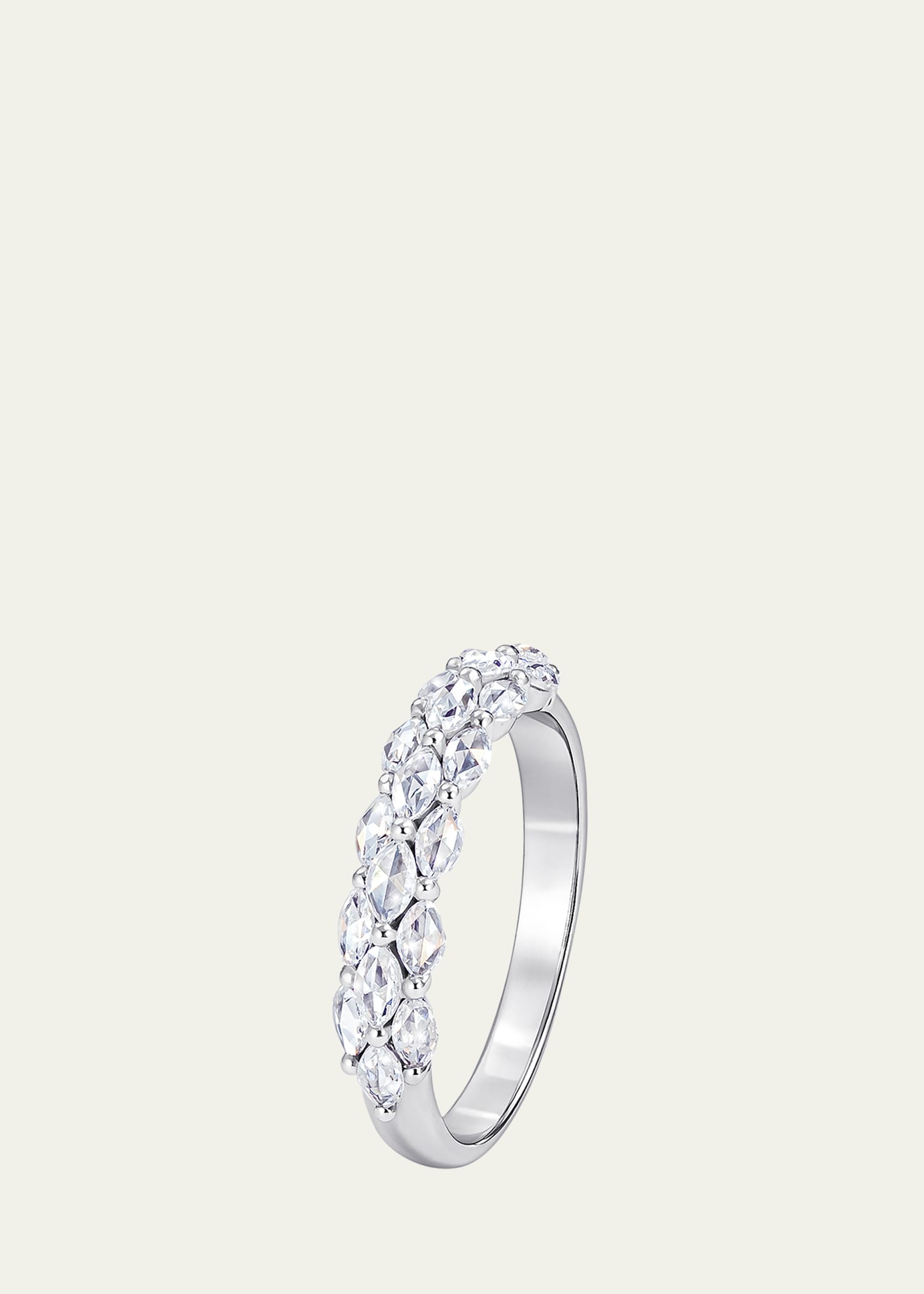 64 Facets 18k White Gold Marquise Diamond Half Eternity Band