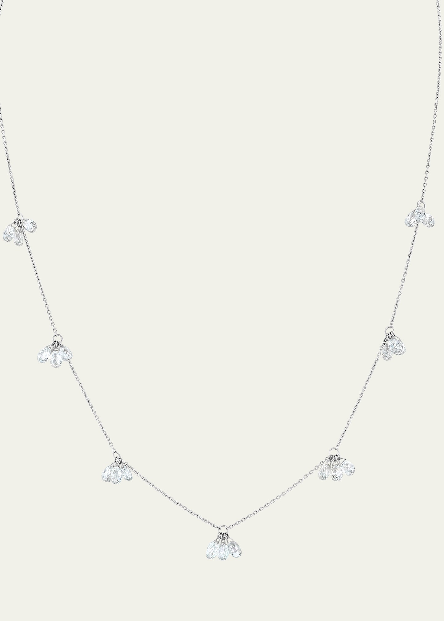 64 Facets 18k White Gold Cluster Diamond Necklace
