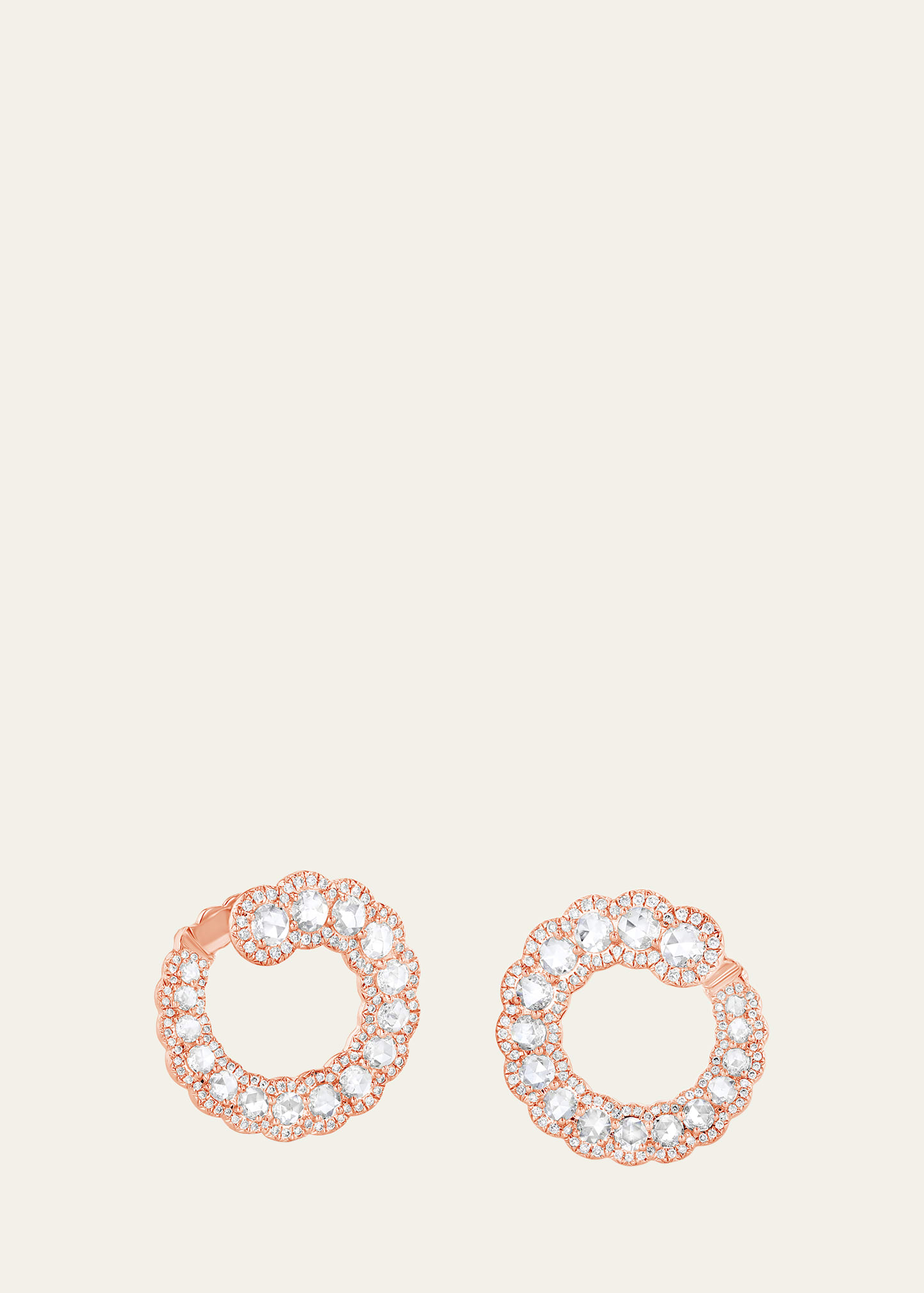 64 Facets 18k Rose Gold Loop Earrings With Diamonds