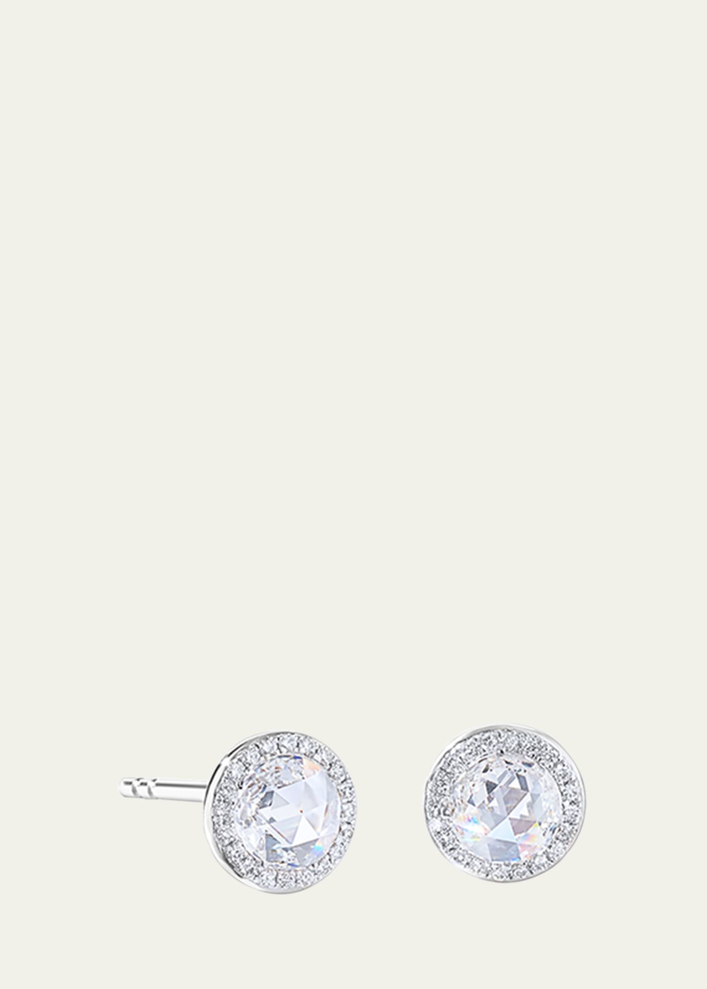 64 Facets 18k White Gold Solitaire Stud Earrings With Diamonds