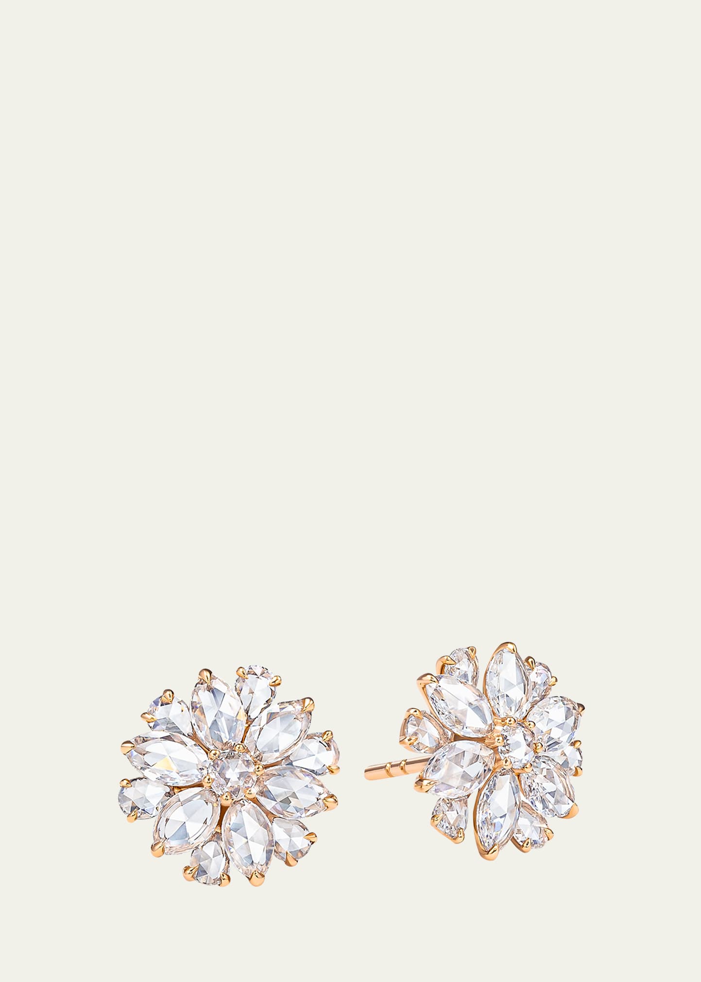 64 Facets 18k Rose Gold Diamond Explosion Stud Earrings