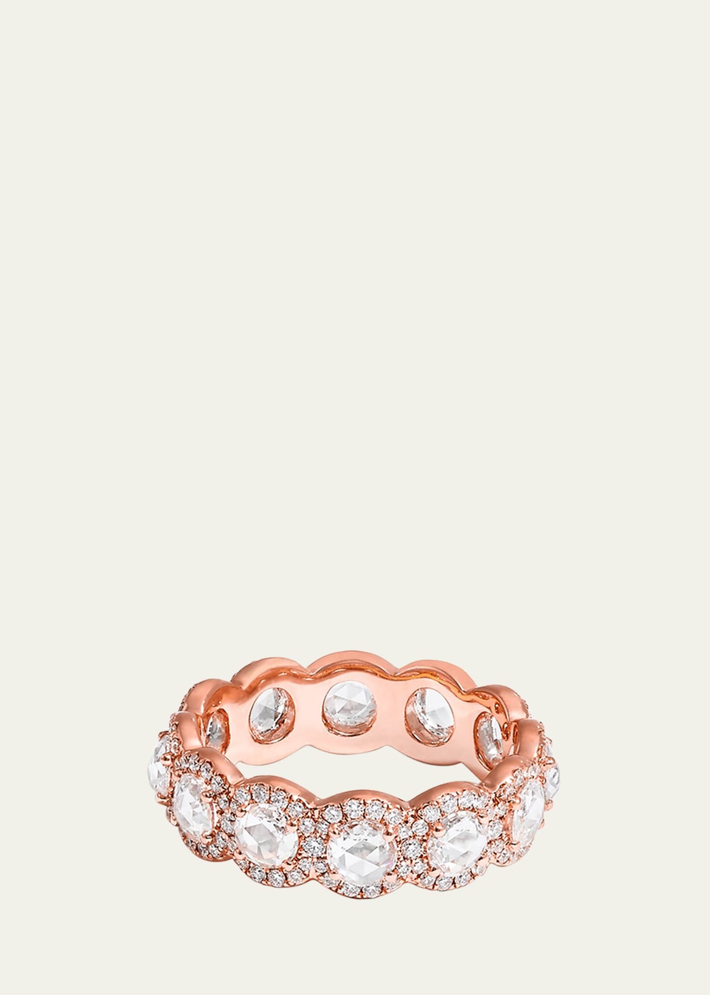 64 FACETS 18K ROSE GOLD SCALLOP DIAMOND ETERNITY BAND