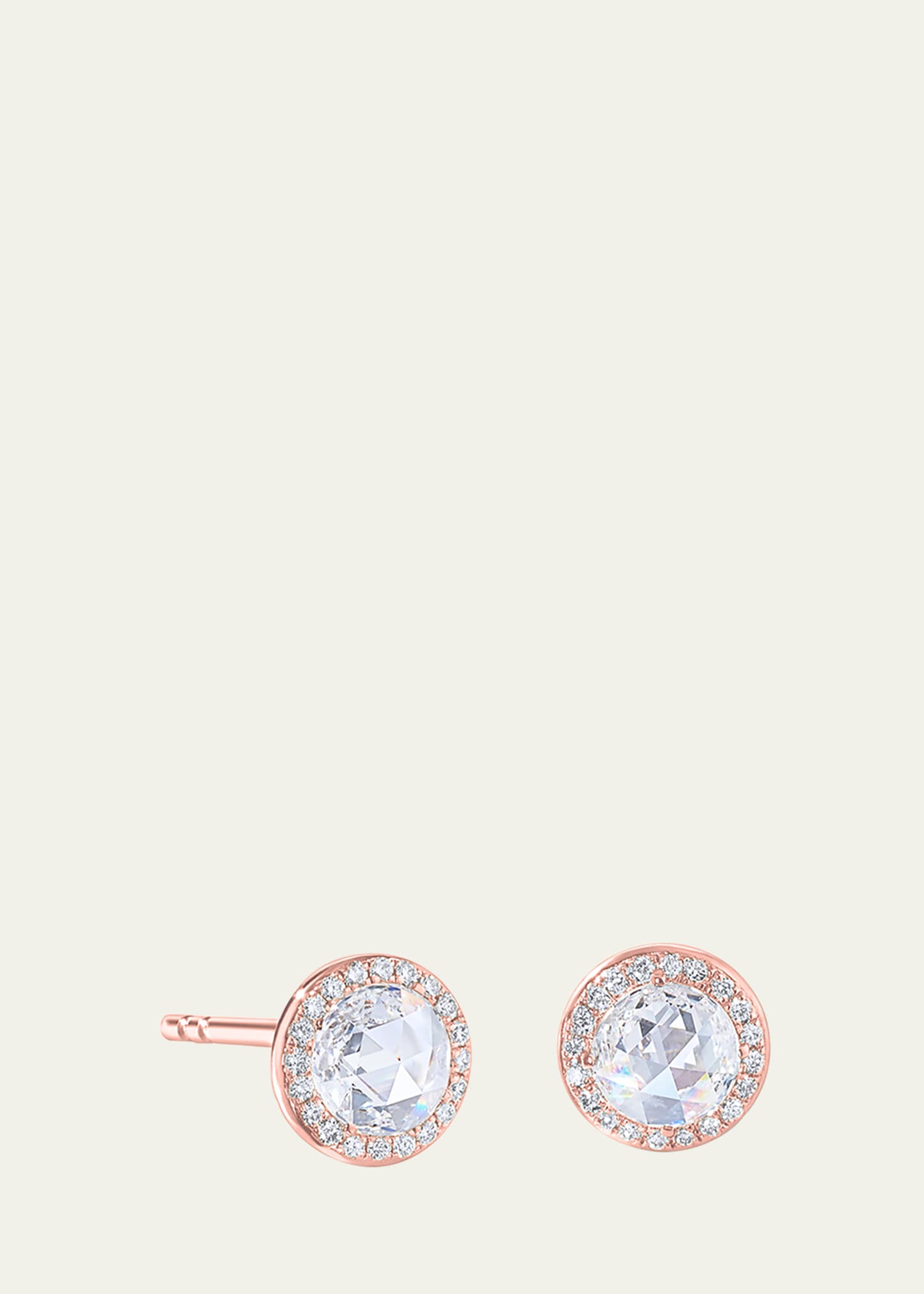 64 Facets 18k Rose Gold Solitaire Stud Earrings With Diamonds