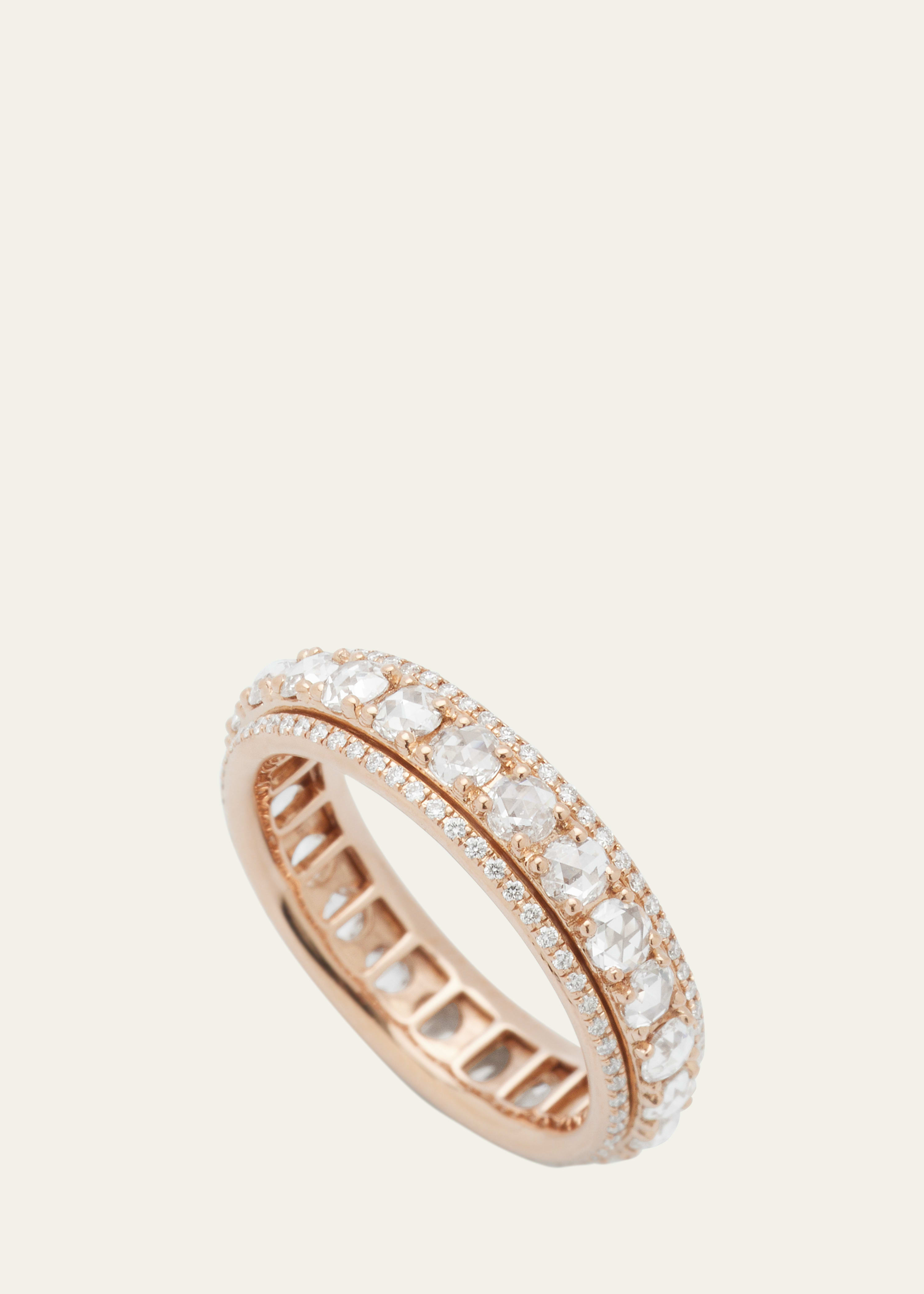 64 Facets 18k Rose Gold Linear Rotating Diamond Band