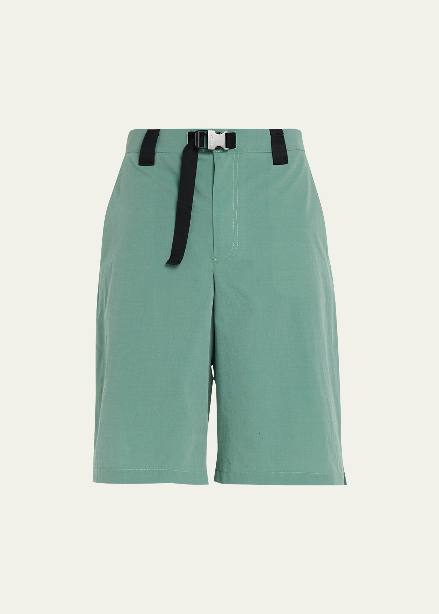 Jacquemus Meio Belted Wool And Cotton-blend Shorts In Khaki