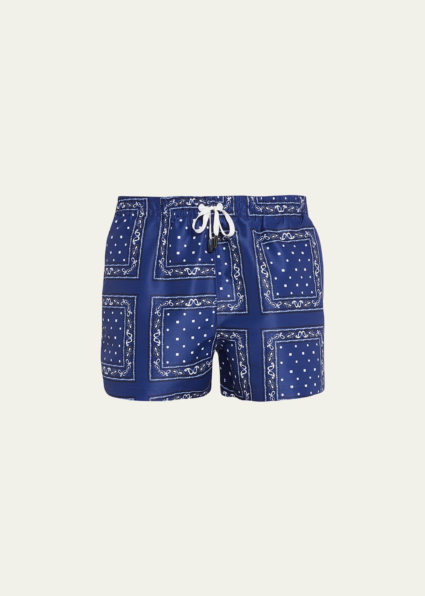 Men's Wave-Print Fitted Swim Trunks