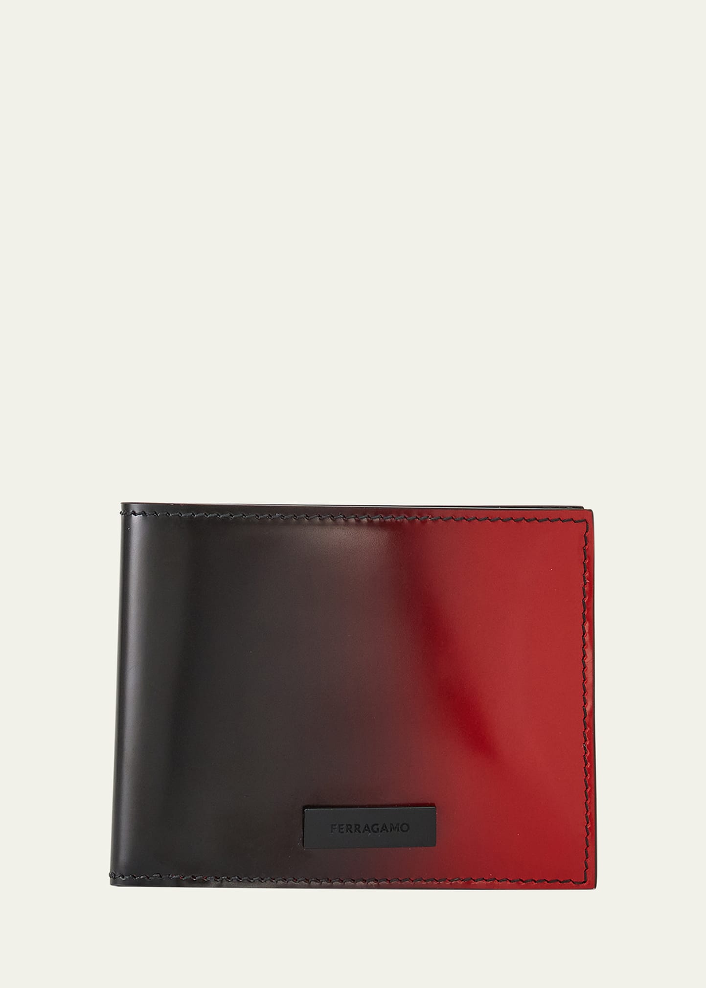 Ferragamo Men's Lingotto Degrade Leather Bifold Wallet In Flame Red