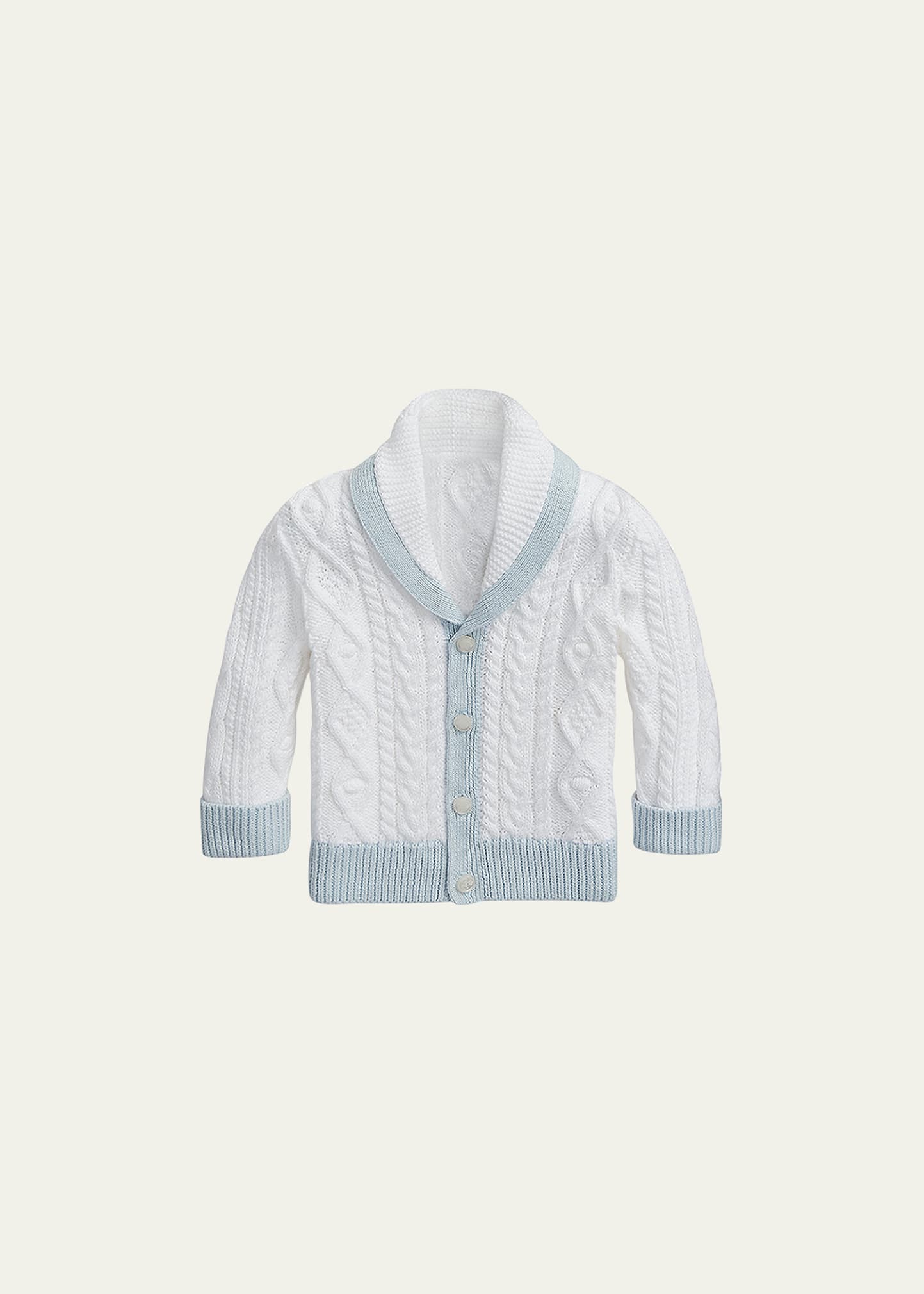 Ralph Lauren Kids' Boy's Shawl Neck Cable Knit Cardigan In White