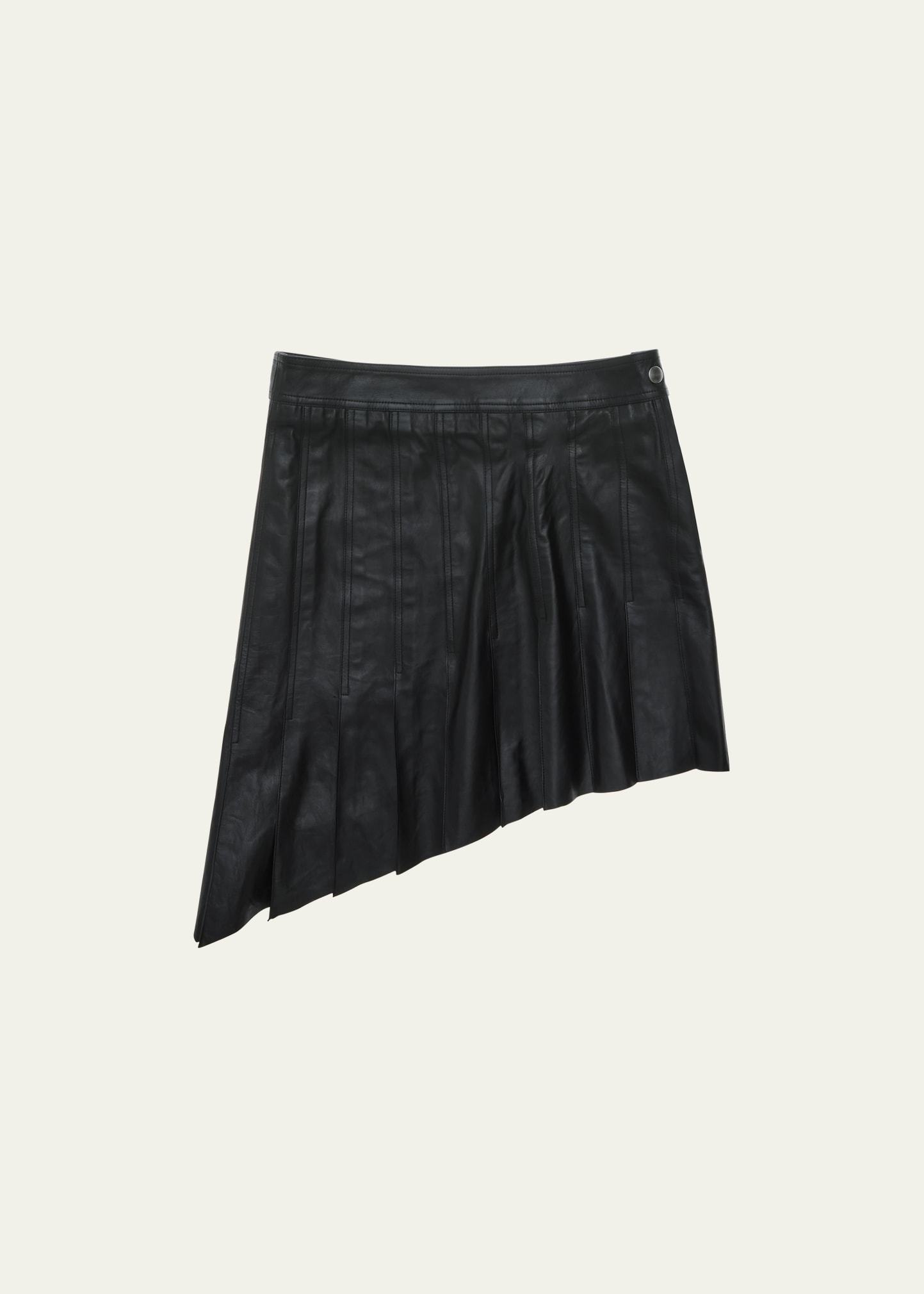 Helmut Lang Pleated Leather Mini Skirt In Black
