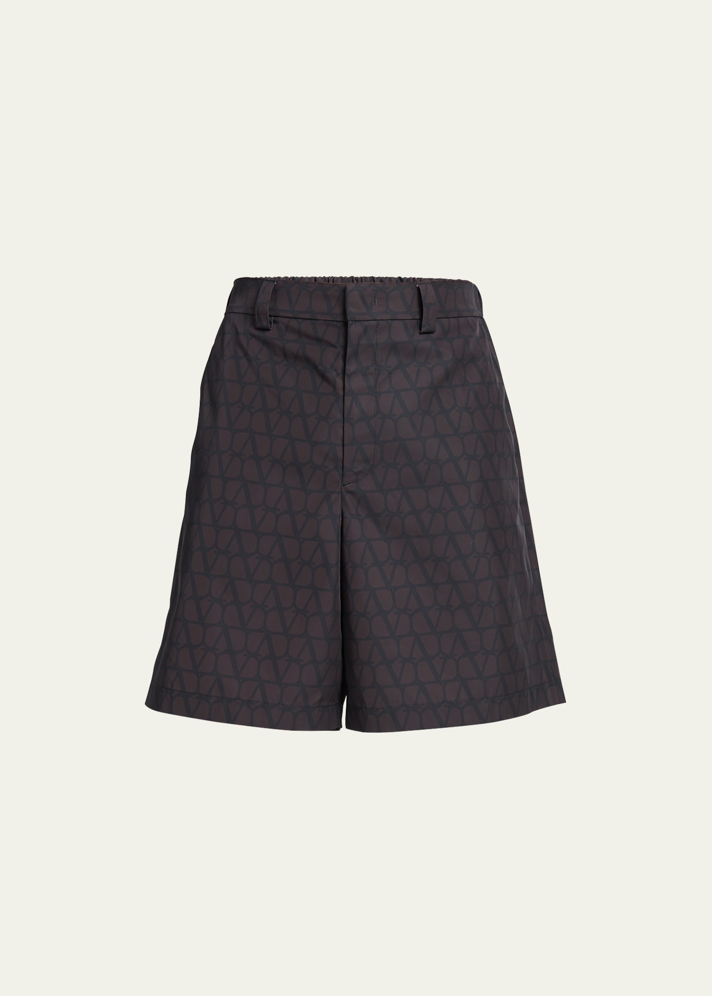 Valentino Vlogo Toile Iconographe Bermuda Shorts In Dk Brown