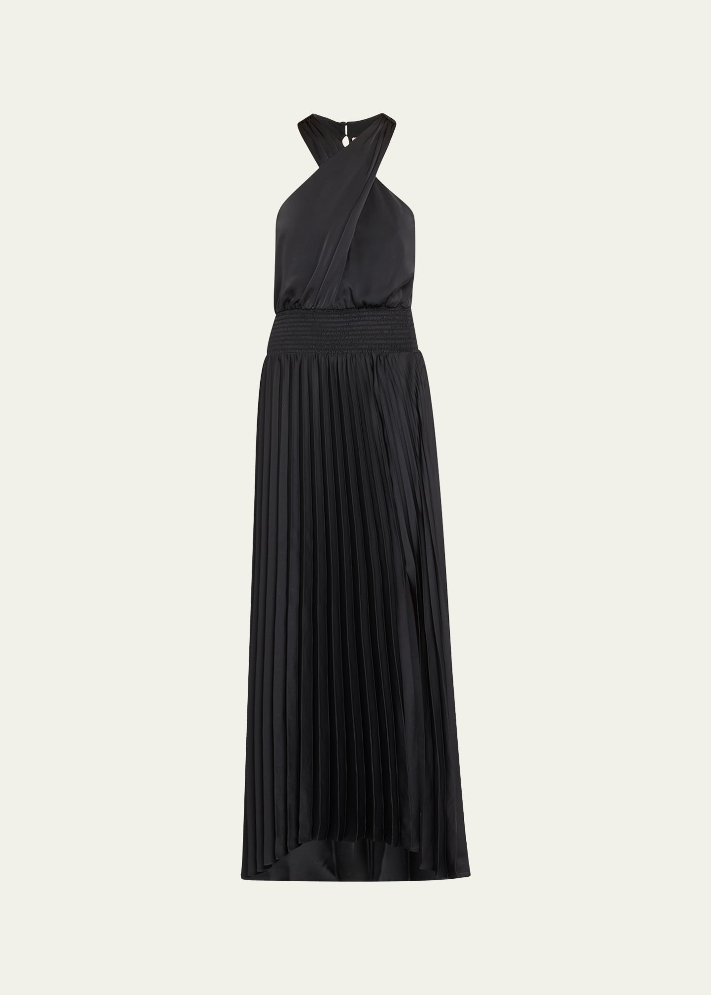 Ramy Brook Arina Pleated Halter Dress In Black