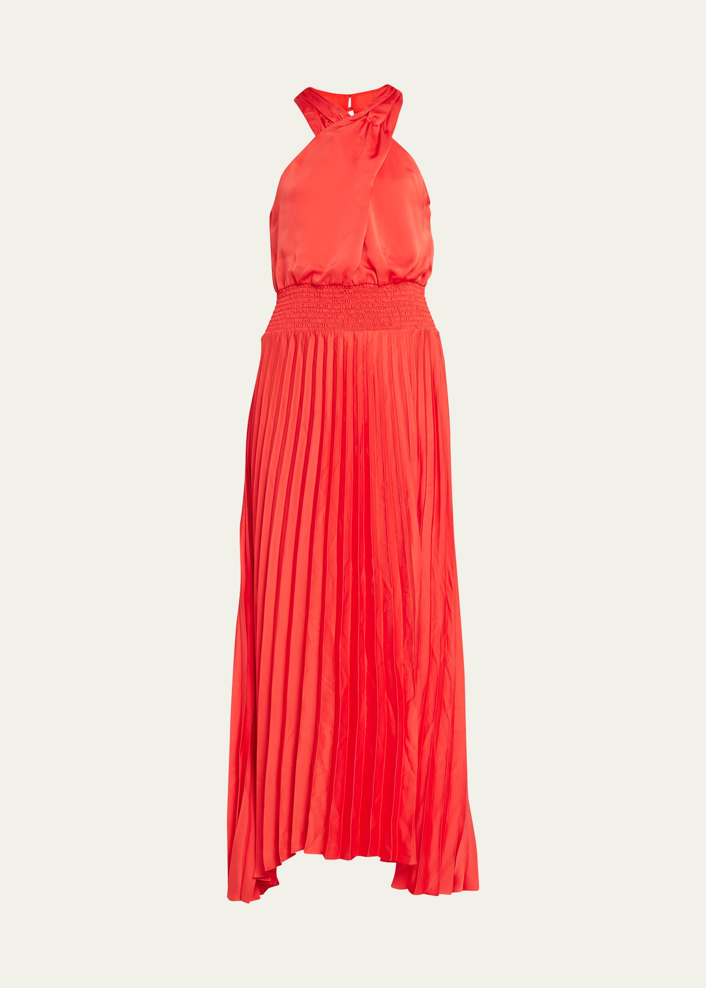 Ramy Brook Arina Pleated Halter Midi Dress In Grenadine