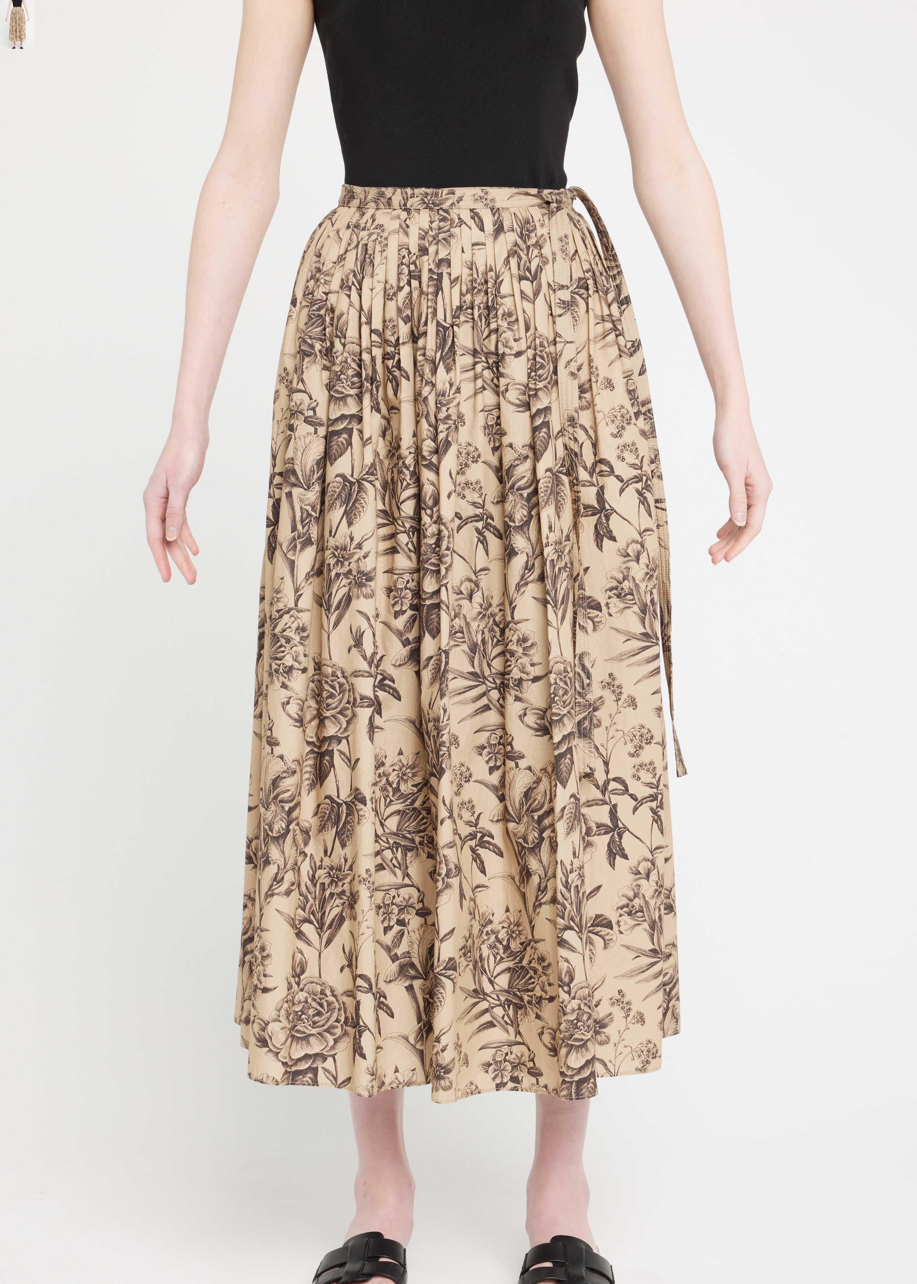 Adam Lippes Floral-print Poplin Wrapped Midi Skirt In Khaki Floral