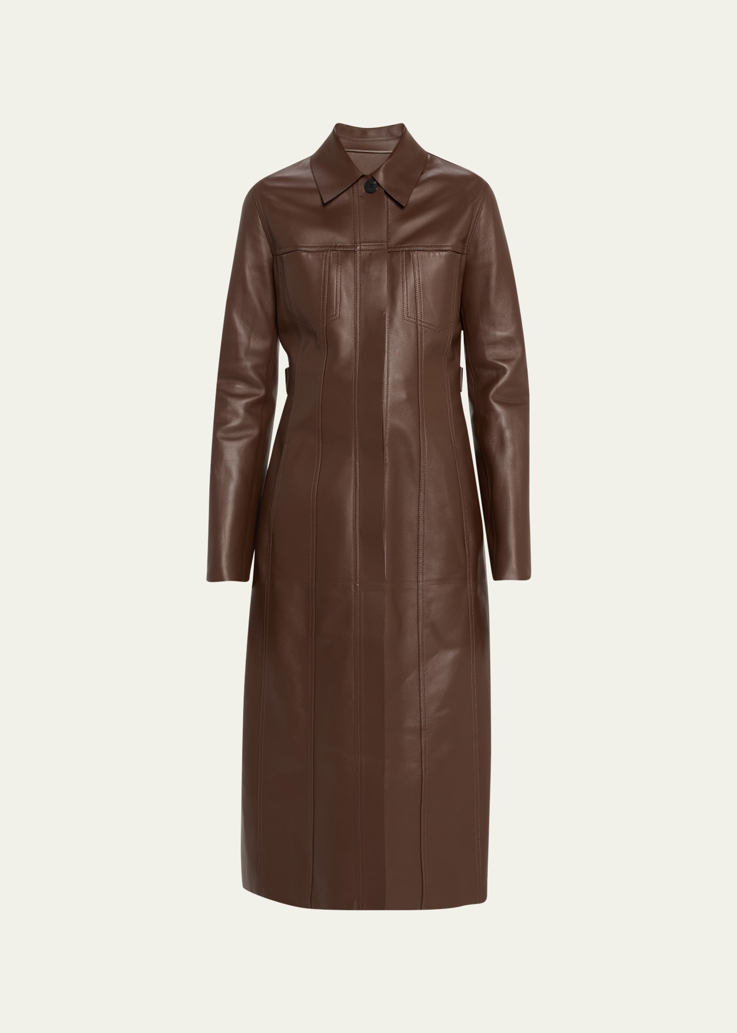 Ferragamo Napa Leather Coat In Cocoa Brow