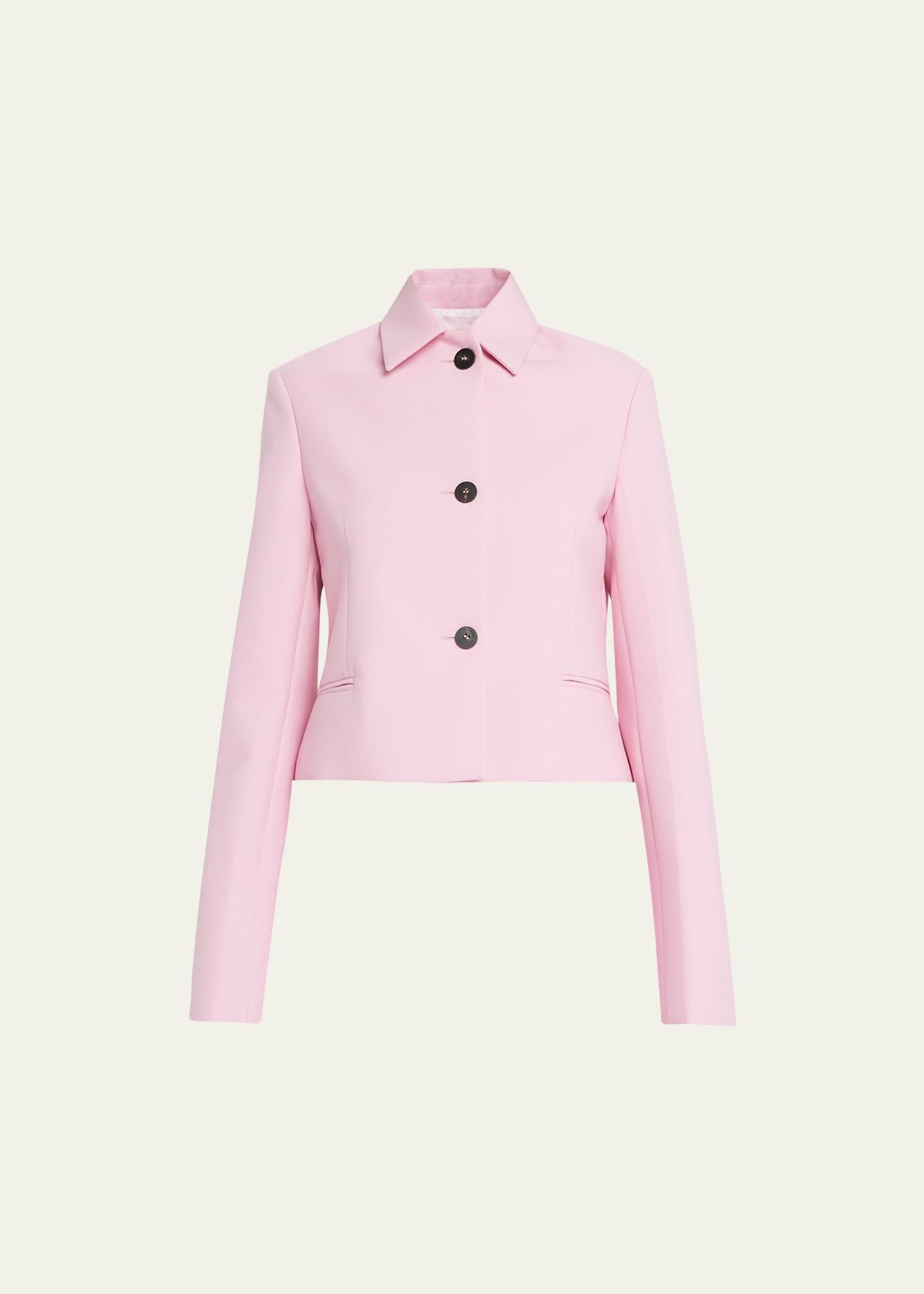 Ferragamo Double-face Matte Wool Short Jacket In Bubble Gum