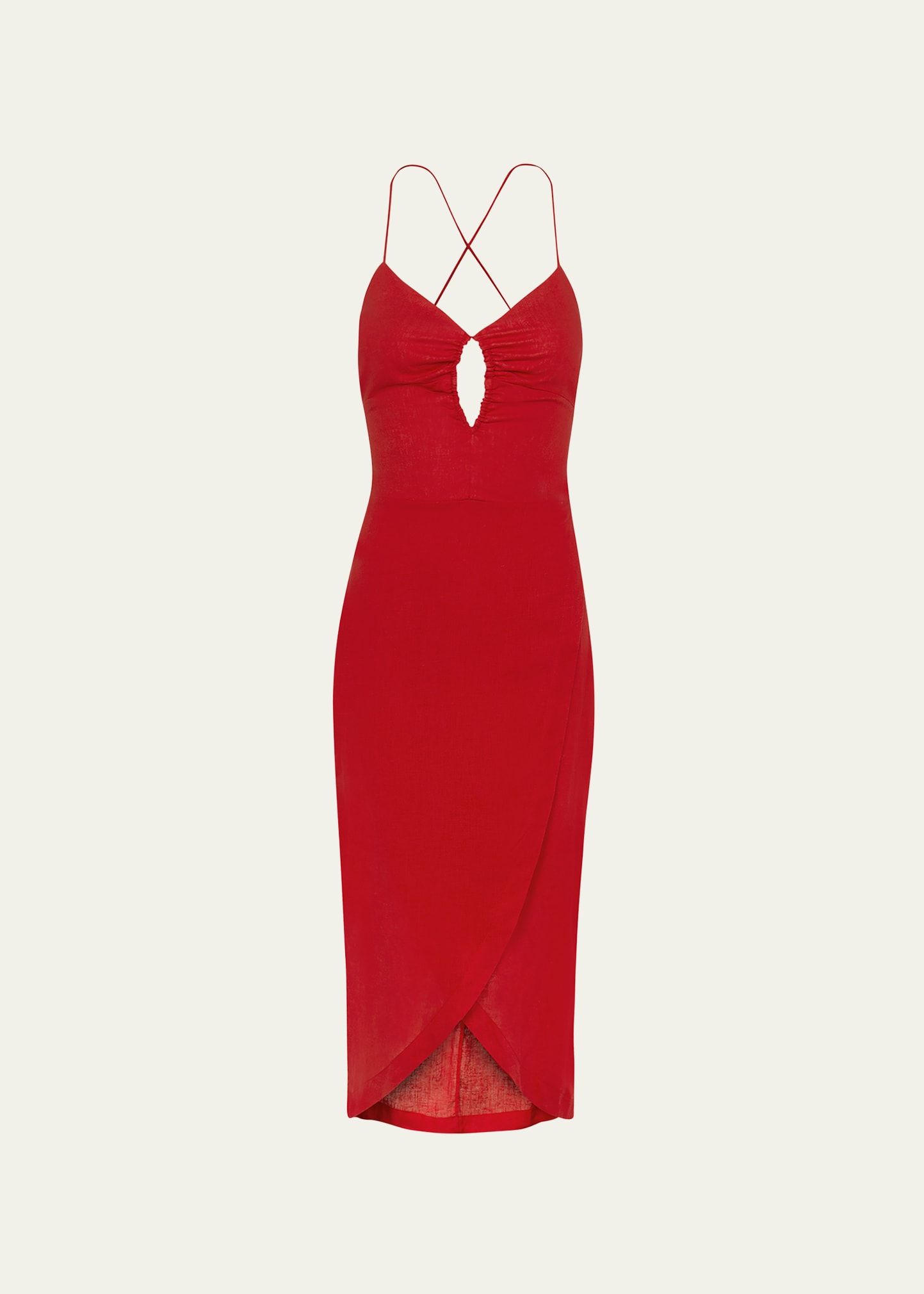 Shop Vix Cintia Tulip-hem Midi Dress In Red Pepper