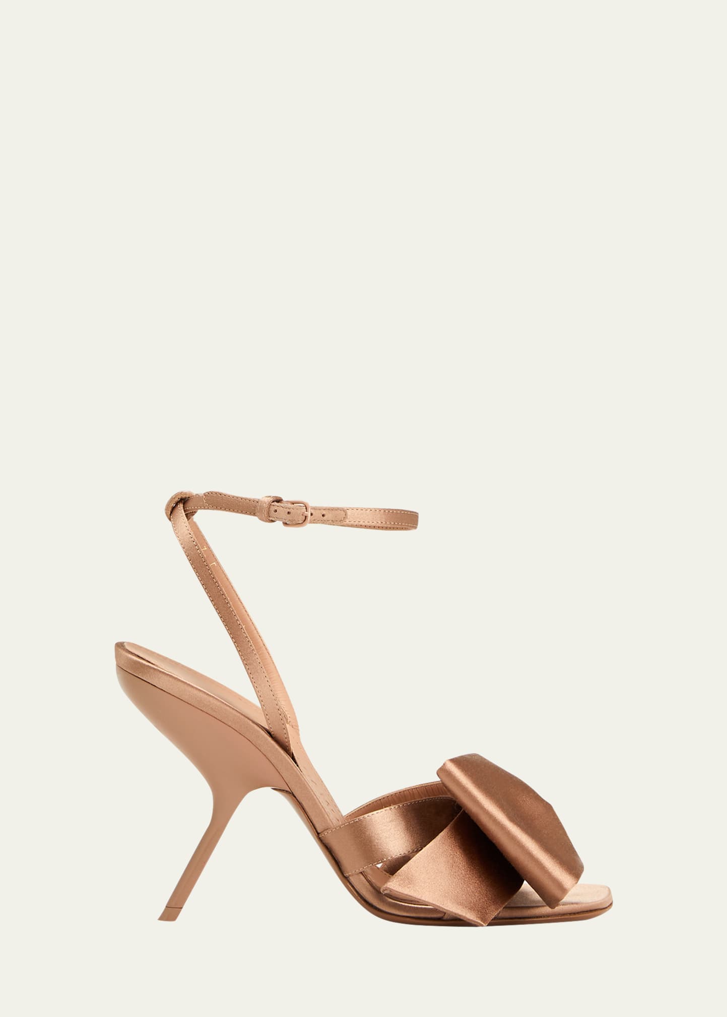 Ferragamo Helena Satin Bow Ankle-strap Sandals In Amaretti 1
