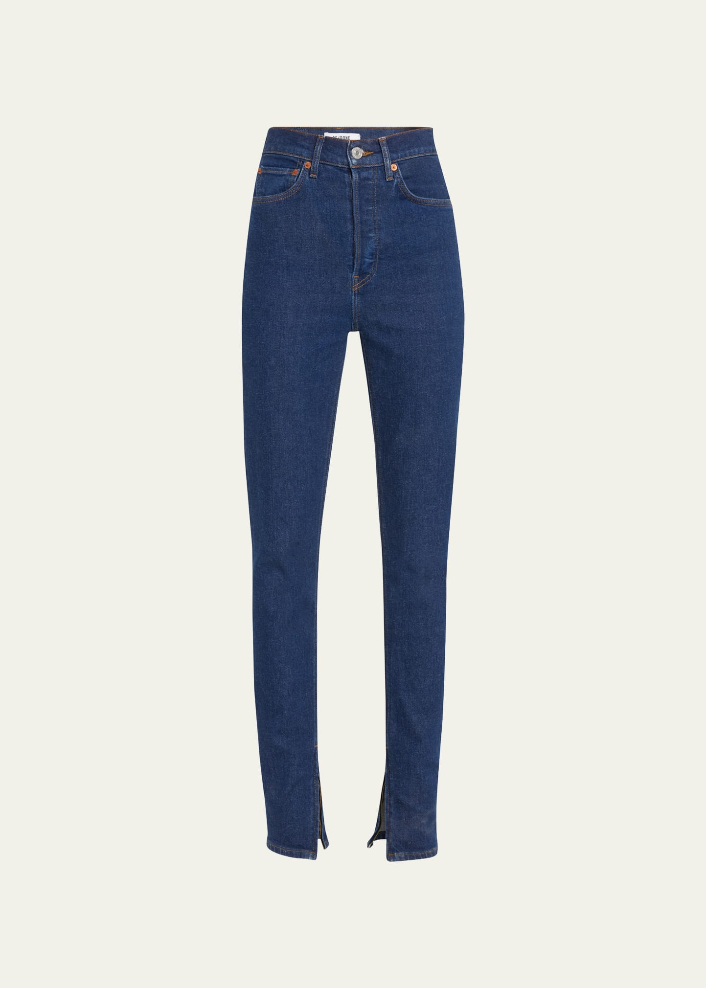 Re/done Super High Drainpipe Zip-hem Jeans In Rigid Like