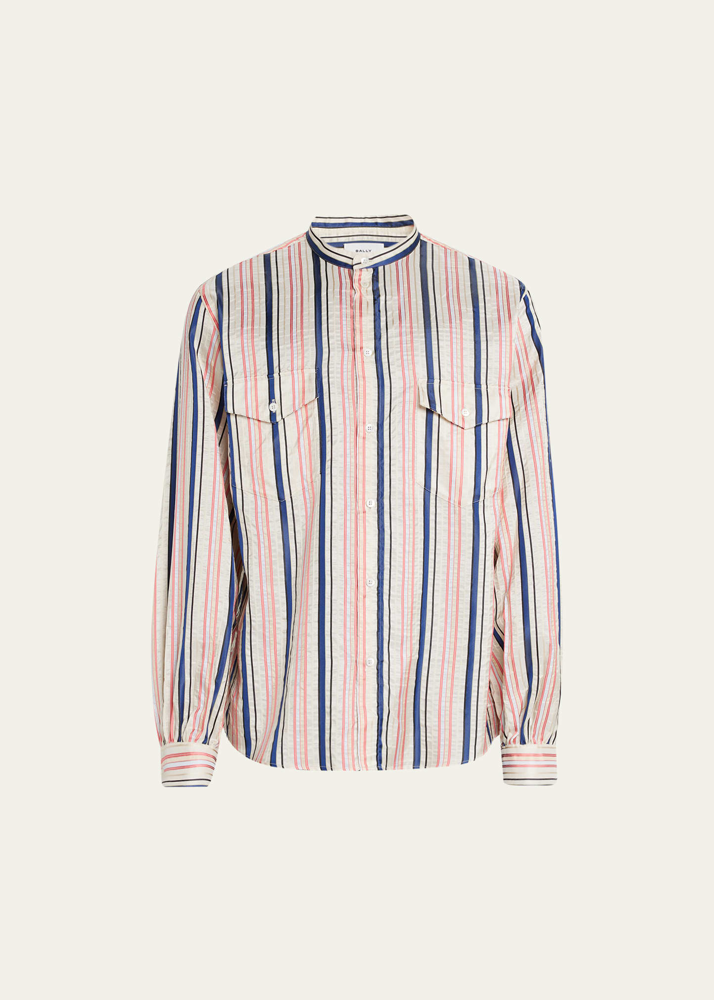 Shop Bally Men's Multi-stripe Silk Sport Shirt In Multicolor