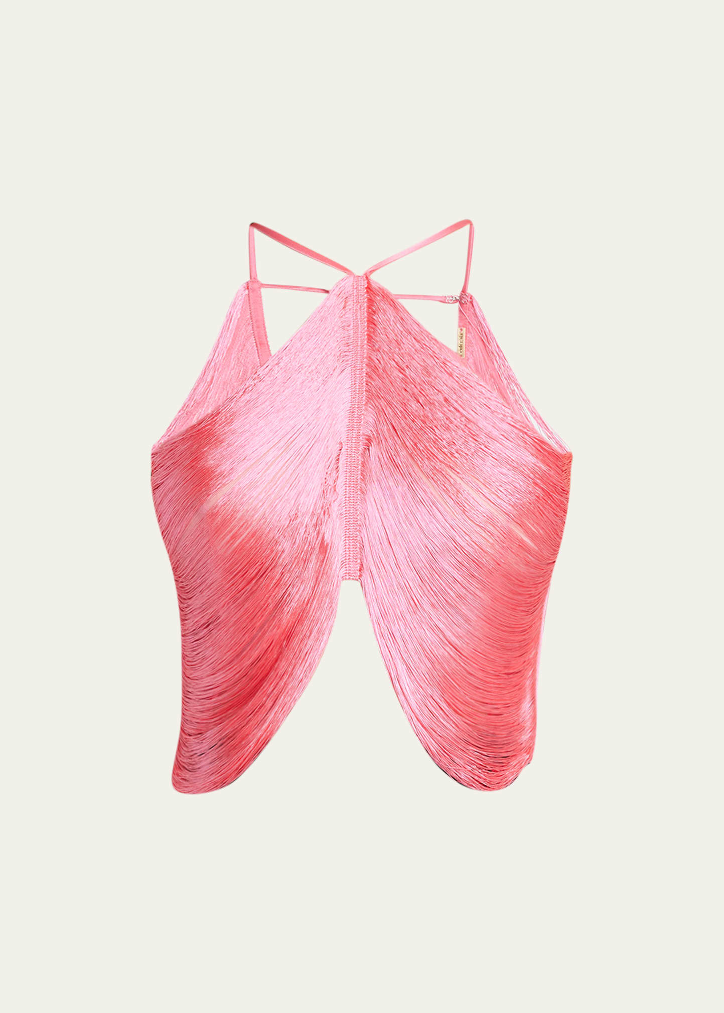 Cult Gaia Quella Metallic Fringe Halter Top In Sangria