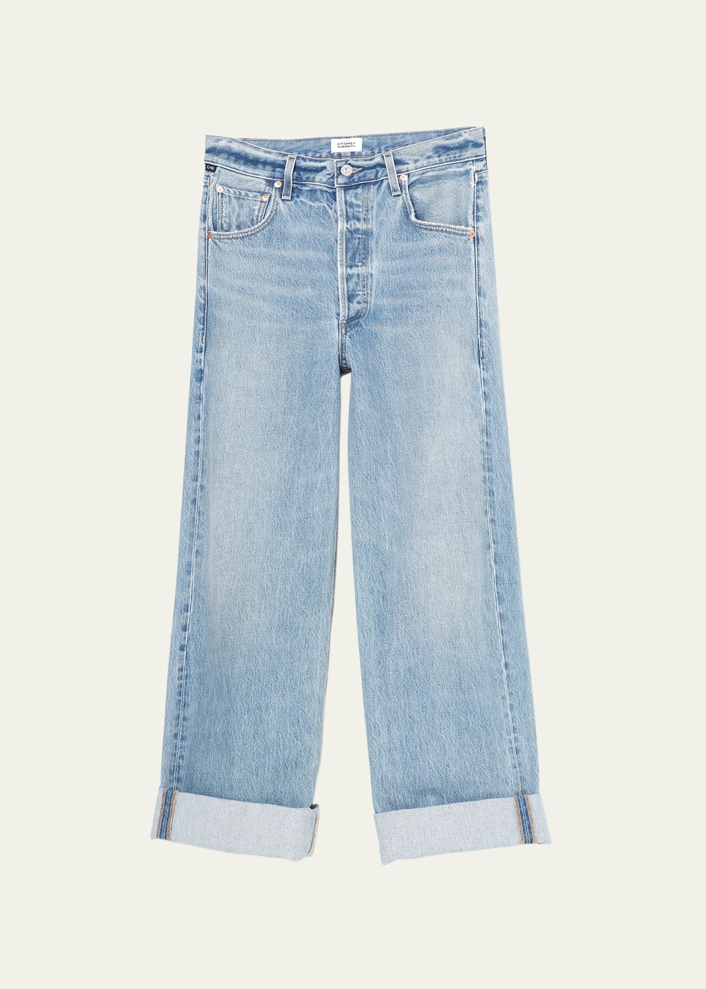 Shop Citizens Of Humanity Ayla Baggy Cuffed Cropped Jeans In Skylights Md I