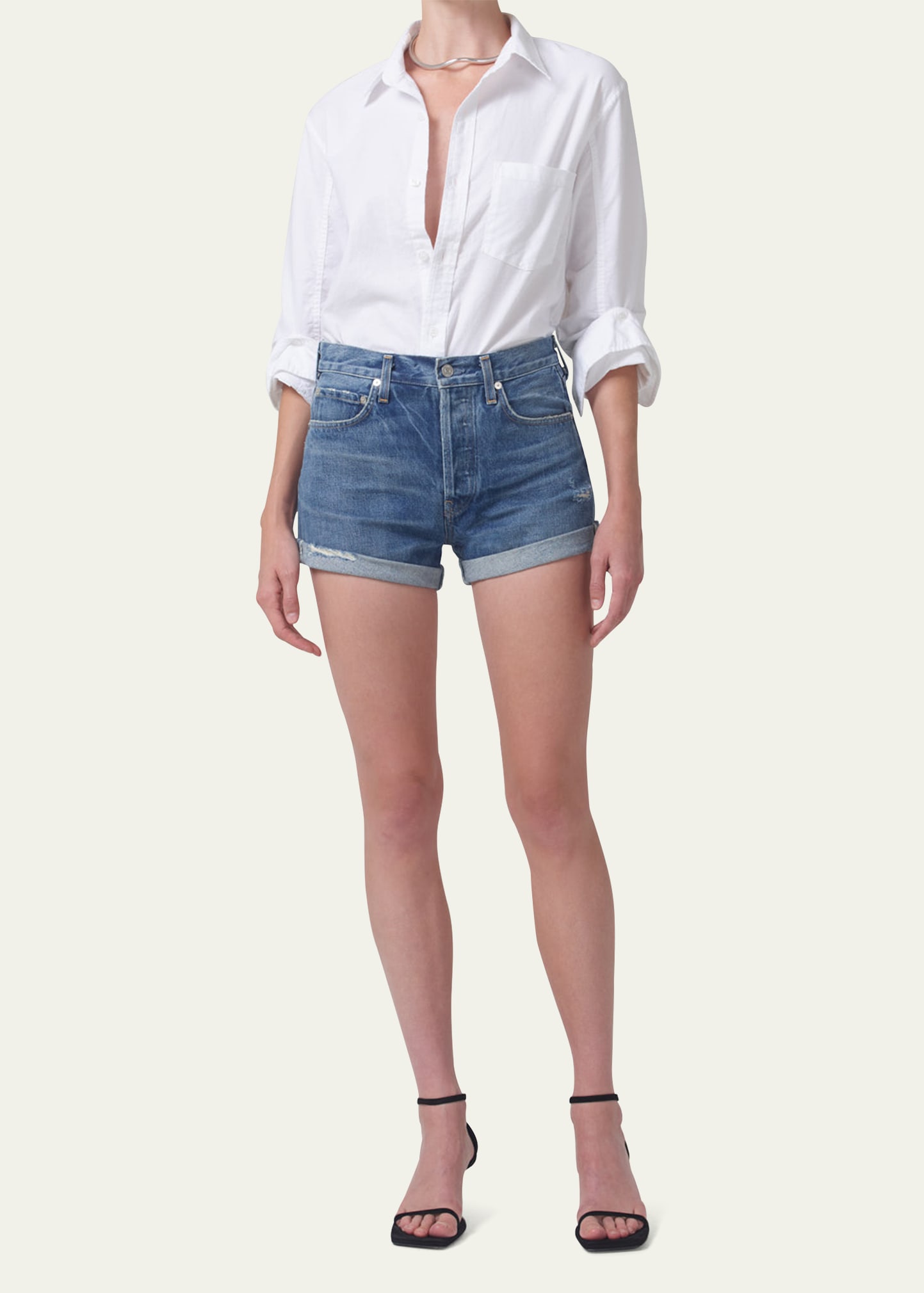 Citizen Of Humanity Kayla Womens Poplin Long Sleeve Button-down Top In Optic White